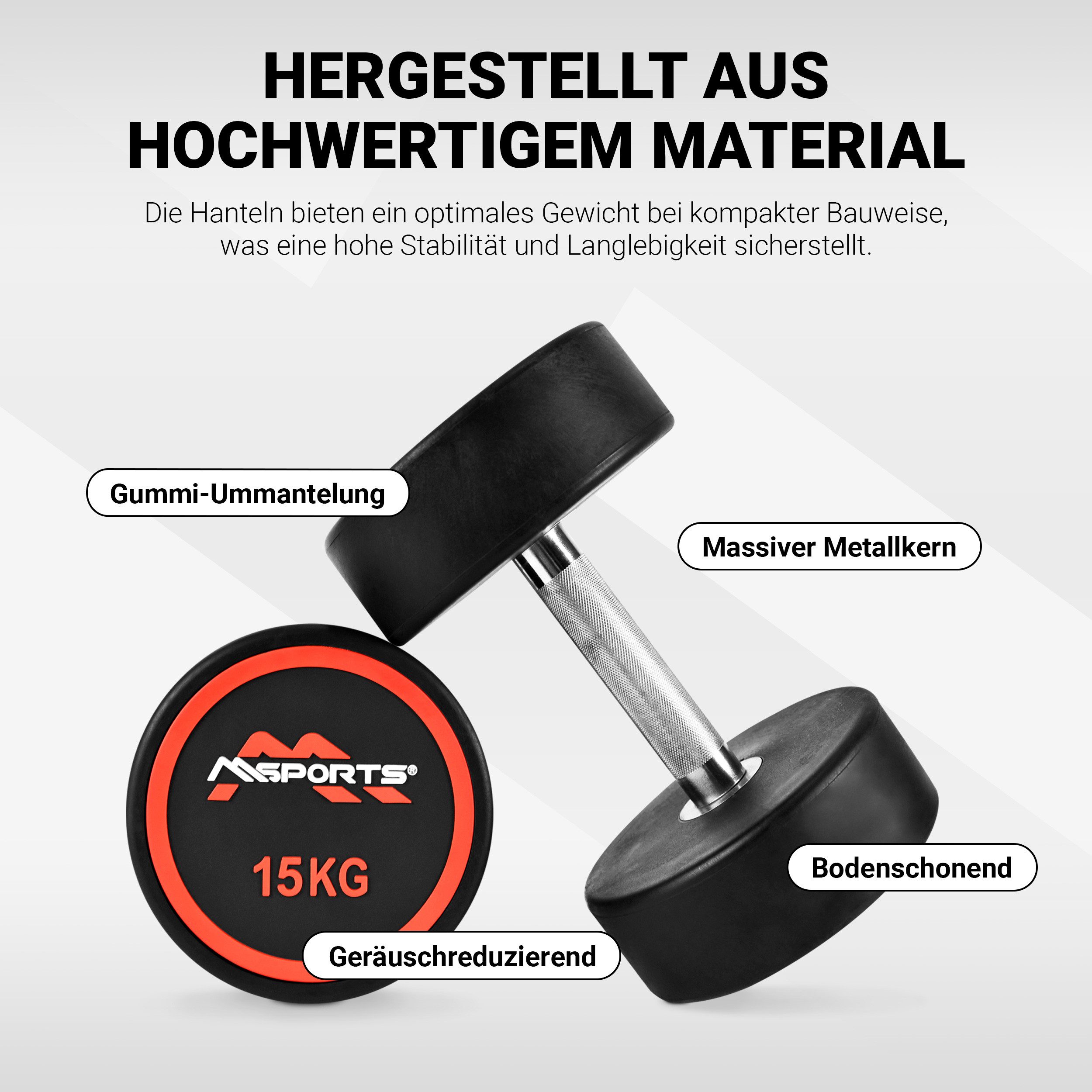 Hantel Rundhantel 2er Set, Gummi Kurzhantel Beschichtung 2,5-50 kg