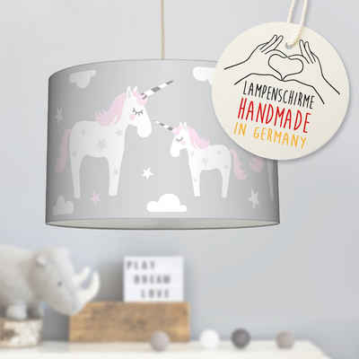 lovely label Pendelleuchte Einhorn grau - Hängelampe Baby Kinderzimmer, Plug & Shine, LED wechselbar