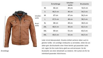 RICANO Lederjacke 12815 Hood abtrennbare Kapuze mit Kordelzug, hochwertiges Lamm Leder