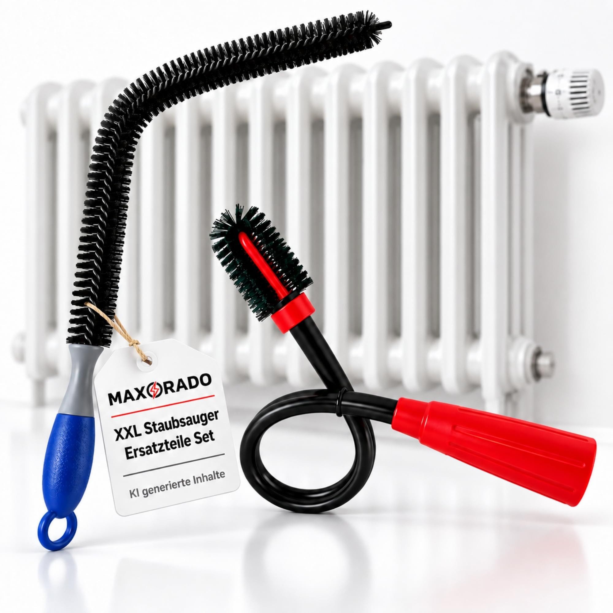TronicXL Staubsaugerdüsen-Set XXL Heizkörper Bürste Düse Aufsatz für Staubsauger Heizkörperreiniger, Zubehör für alte Heizung Rippenheizkörper Lamellen, (Heizkörperbürste, 2-tlg., für Bosch Kärcher Siemens Miele Einhell Philips), zum Reinigen Reinigungsbürste Heizungsbürste