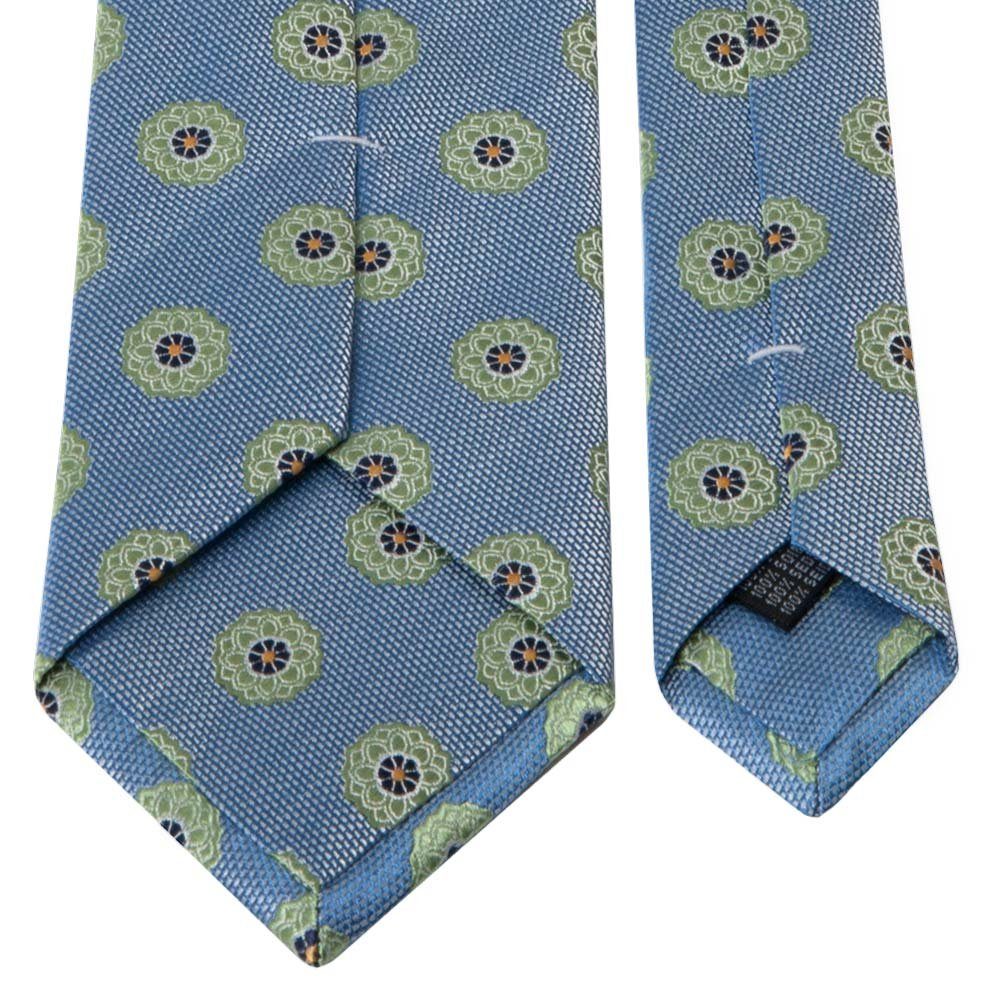 Krawatte Blüten-Muster Hellblau/Hellgrün Krawatte Breit (8 mit BGENTS cm) Seiden-Jacquard