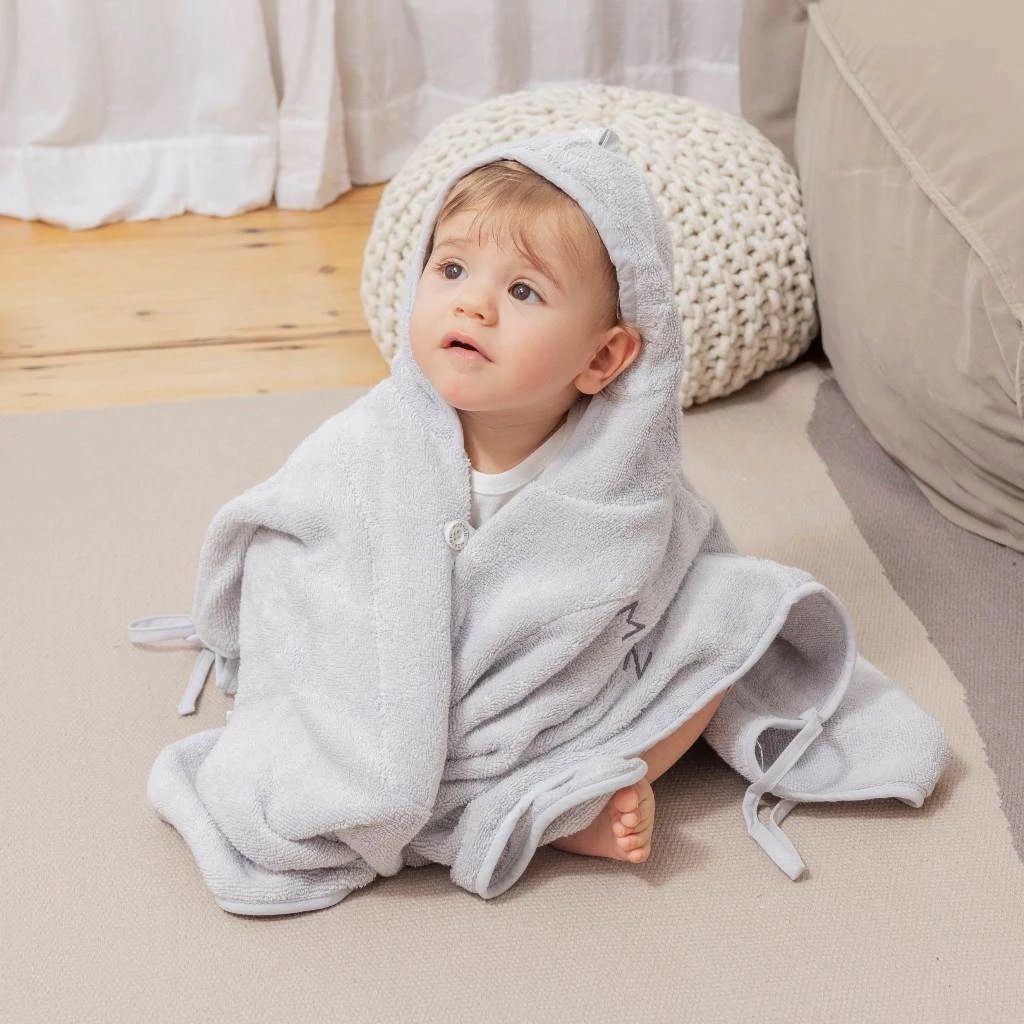 MABYEN Babybademantel MABYEN Baby Poncho Hellgrau, 100% Baumwolle