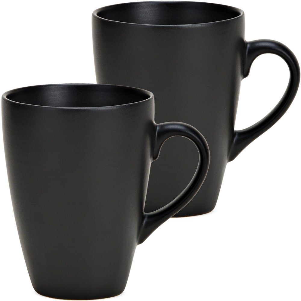 HOBBY Becher Keramik Kaffeebecher HOME matches21 einfarbig 11 cm, Kaffeetassen Steingut & schwarz