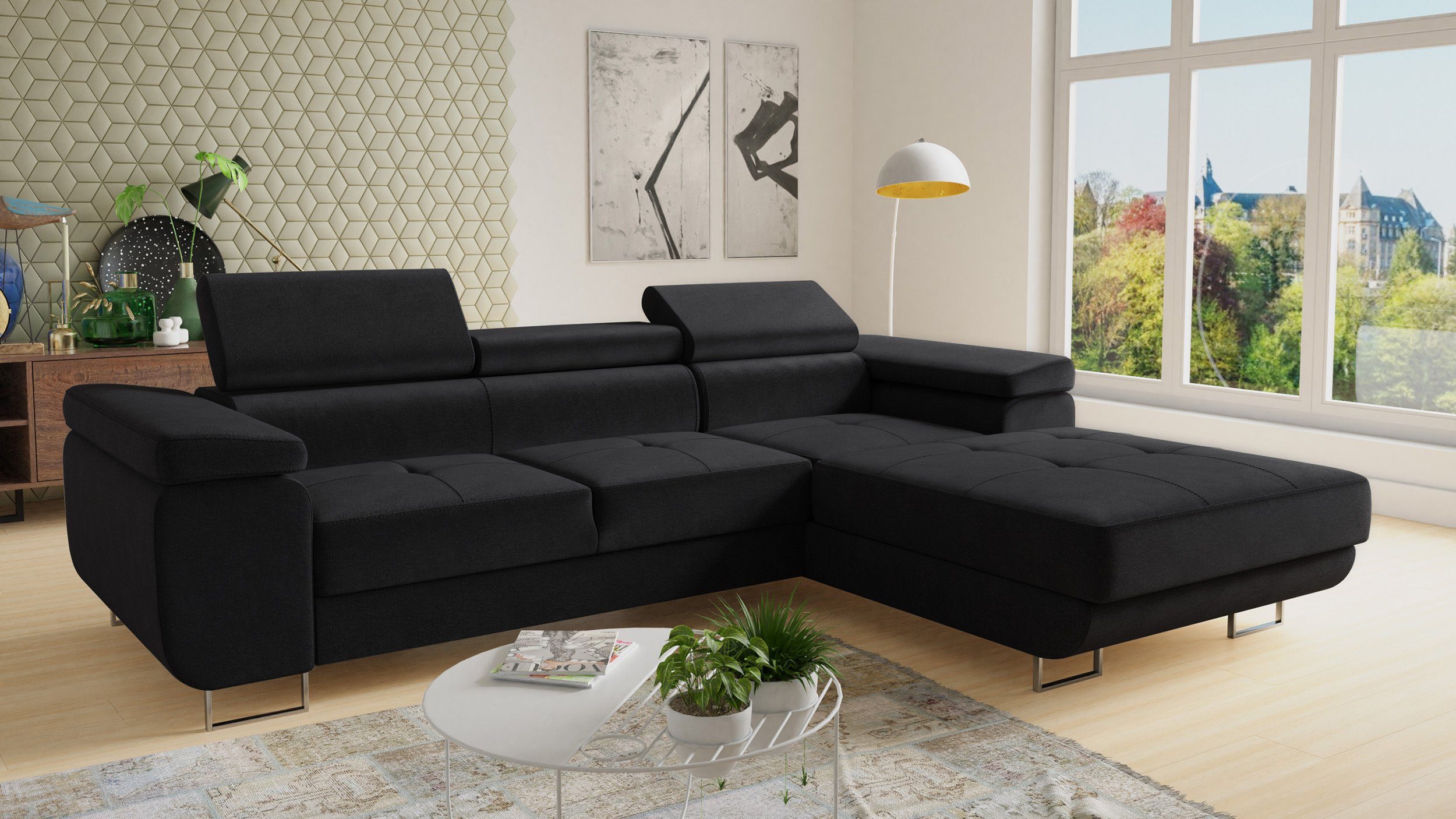 Bettkasten, Kopfstützen mit Divo, Schlaffunktion mit Sofnet und - Wohnlandschaft Schlafsofa Ecksofa einstellbare