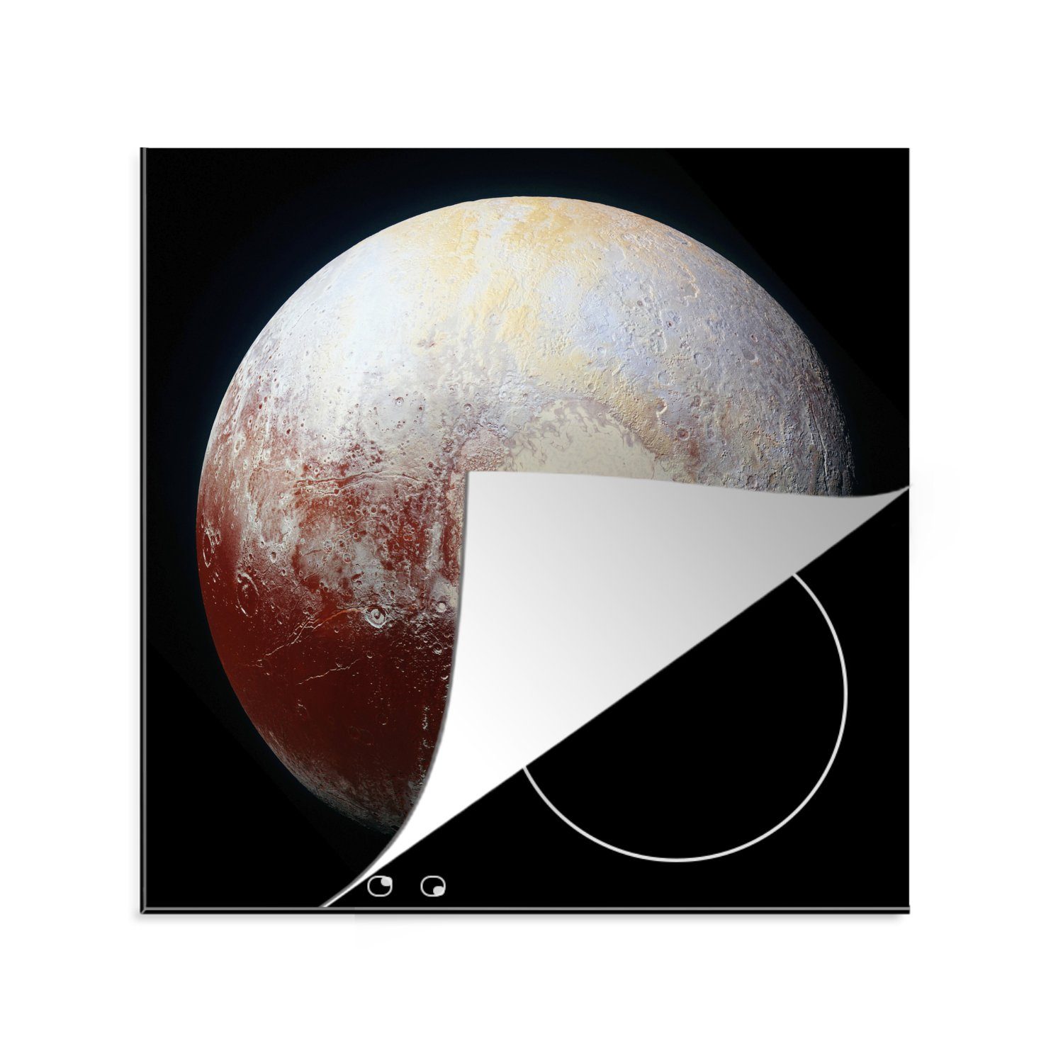MuchoWow Herdblende-/Abdeckplatte Pluto - Planeten - Universum, Vinyl, (1 tlg), 78x78 cm, Ceranfeldabdeckung, Arbeitsplatte für küche