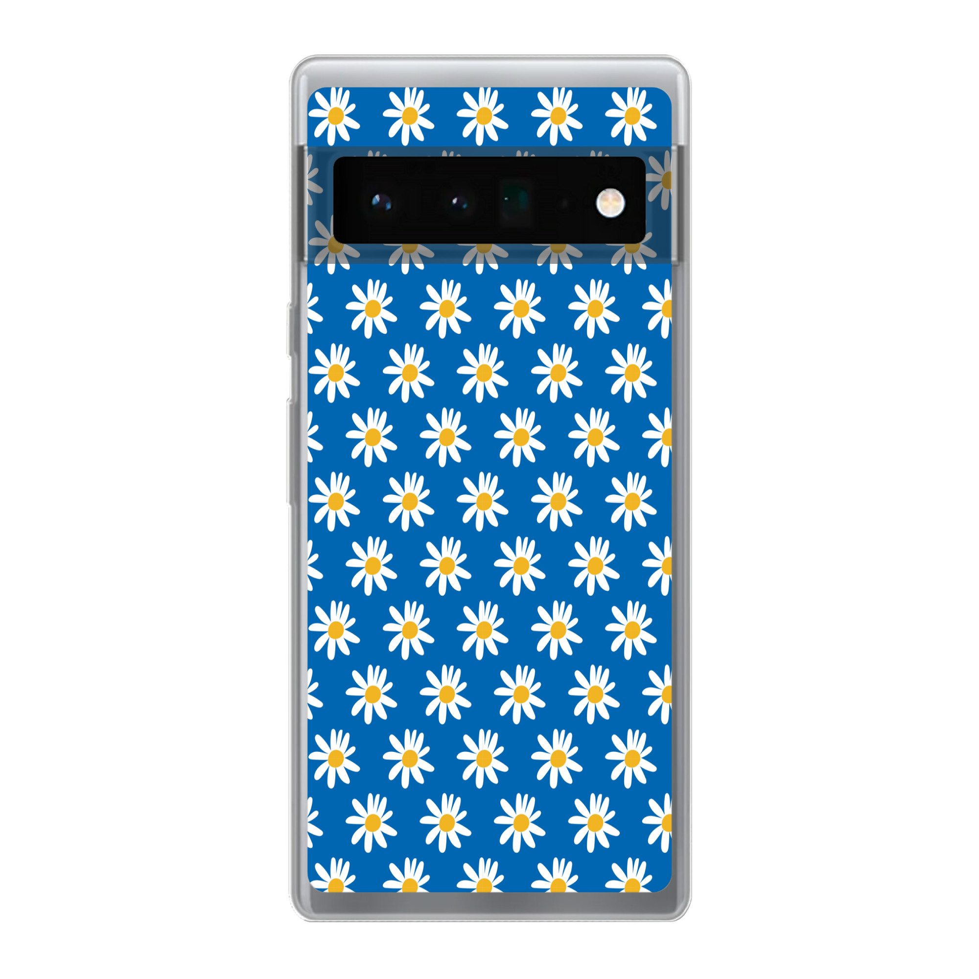 MuchoWow Handyhülle für Google Pixel 6 Pro Gänseblümchen - Muster - Blau - Blumen, Handy Case, Silikon, Bumper Case Dünn