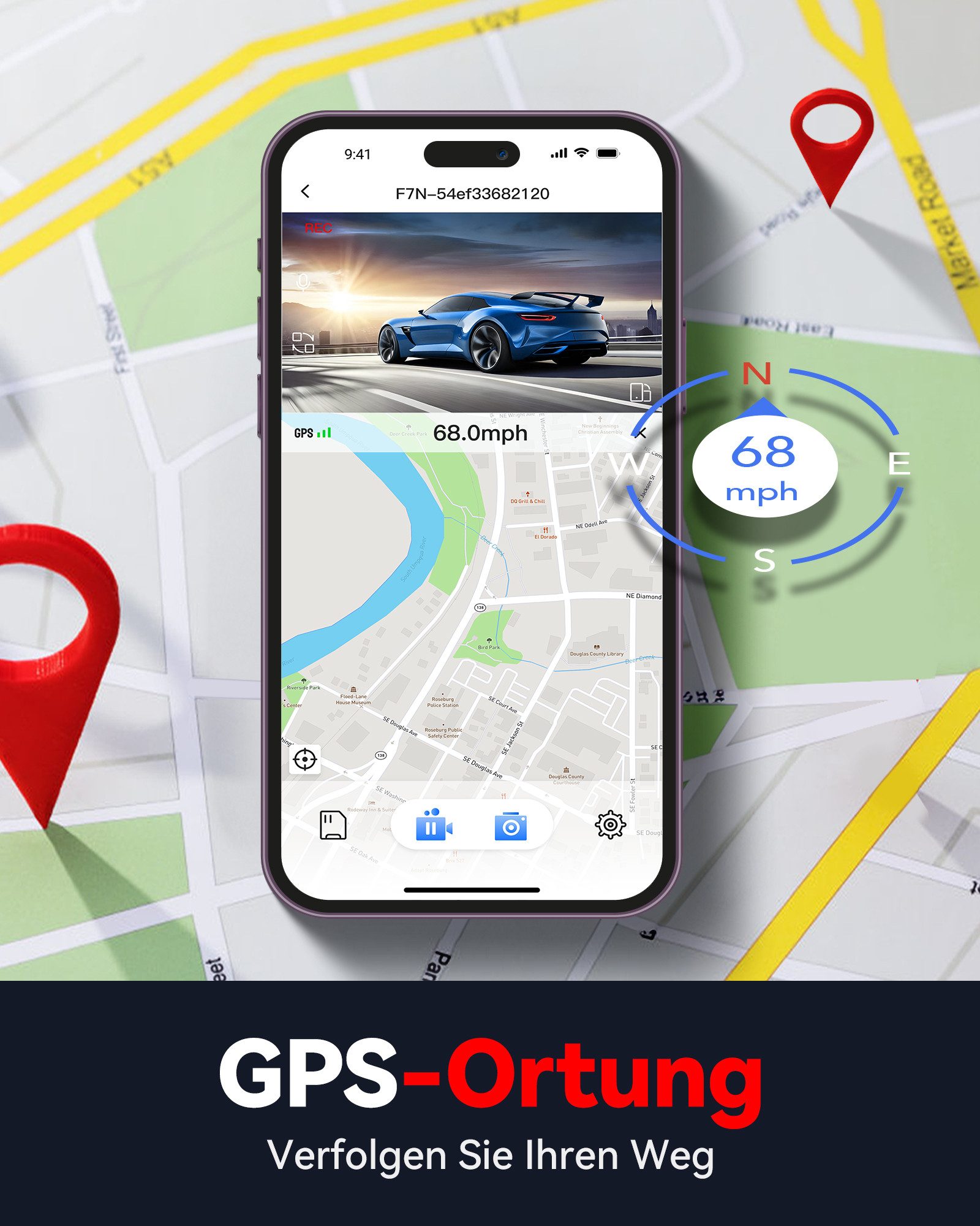 REDTIGER Duale Aufnahme Nachtsicht 170° Weitwinkel Auto Dashcam (Vorne 4K UHD, Hinten 1080p, WLAN (Wi-Fi), GPS,WiFi,24-Stunden-Parkmonitor) – Bild 2 von 5