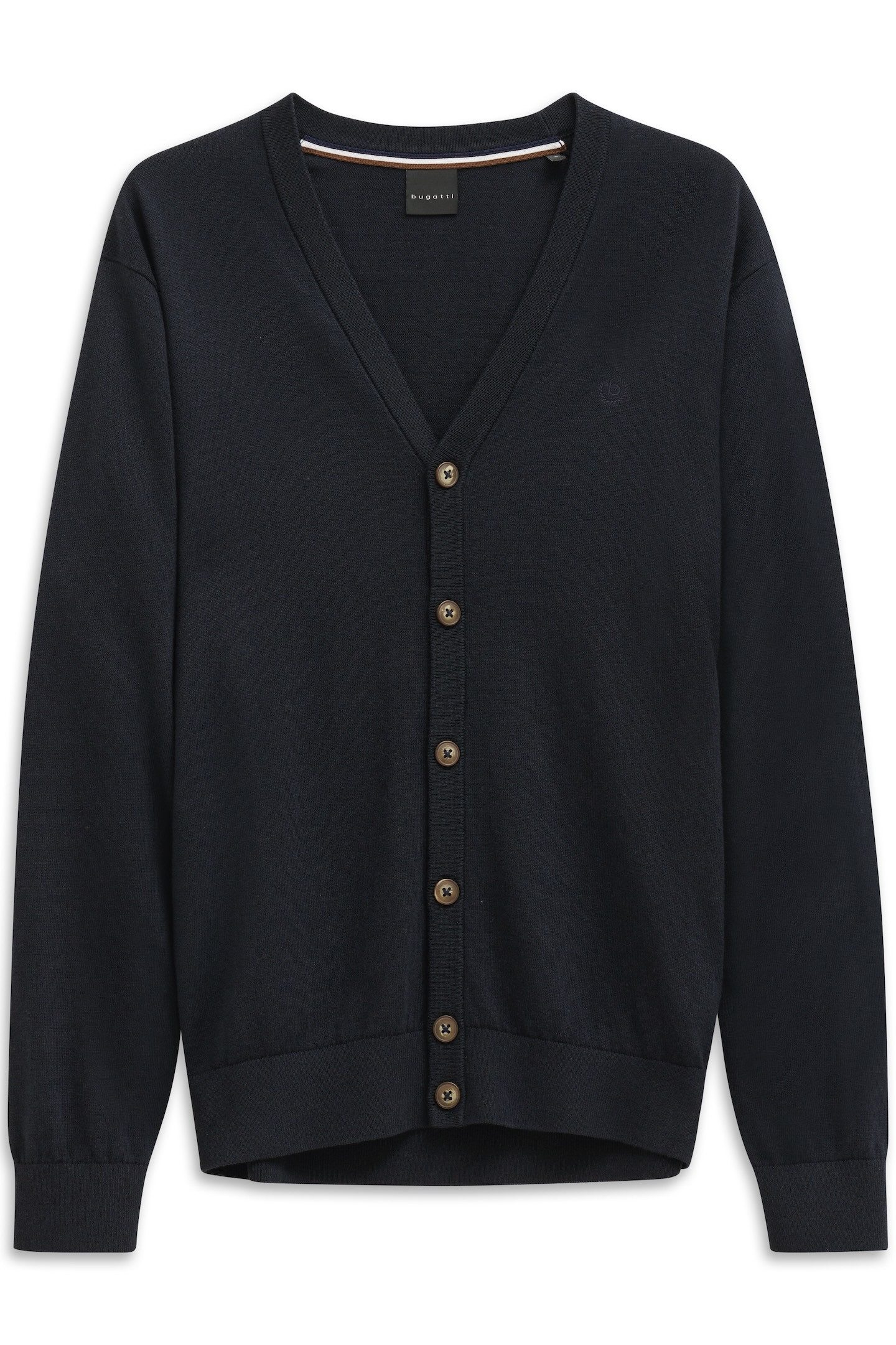 bugatti Cardigan Modern Fit mit V-Ausschnitt aus Baumwolle-Kaschmir