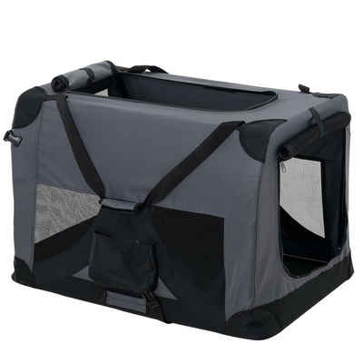 pro.tec Tiertransporttasche, Faltbare Hundetransportbox Größe Grau;XL