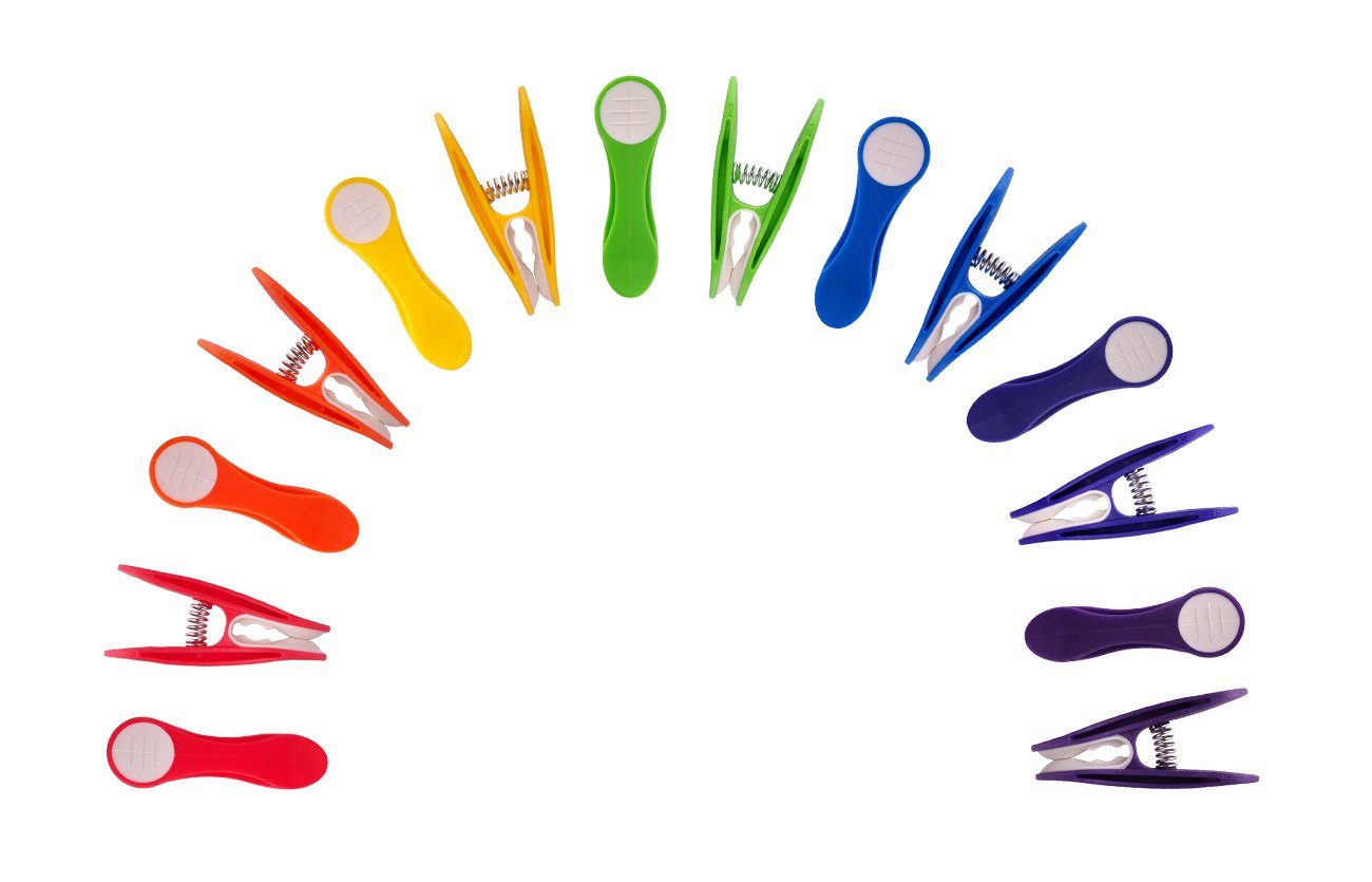 trendfinding Wäscheklammern Regenbogen mit Softgrip, Druckfedern aus Edelstahl, 70 Stk., Unverwechselbares Design, Langlebigkeit durch neueste Klammertechnik