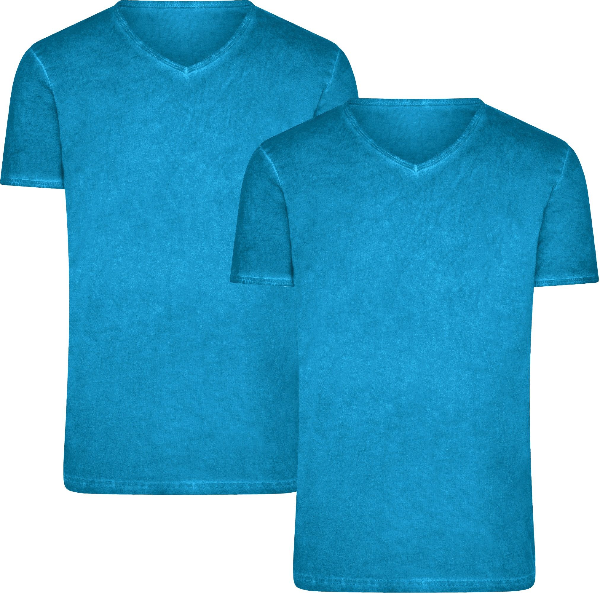 T-Shirt Doppelpack Figurbetontes Herren T-Shirt mit Spray Print JN976