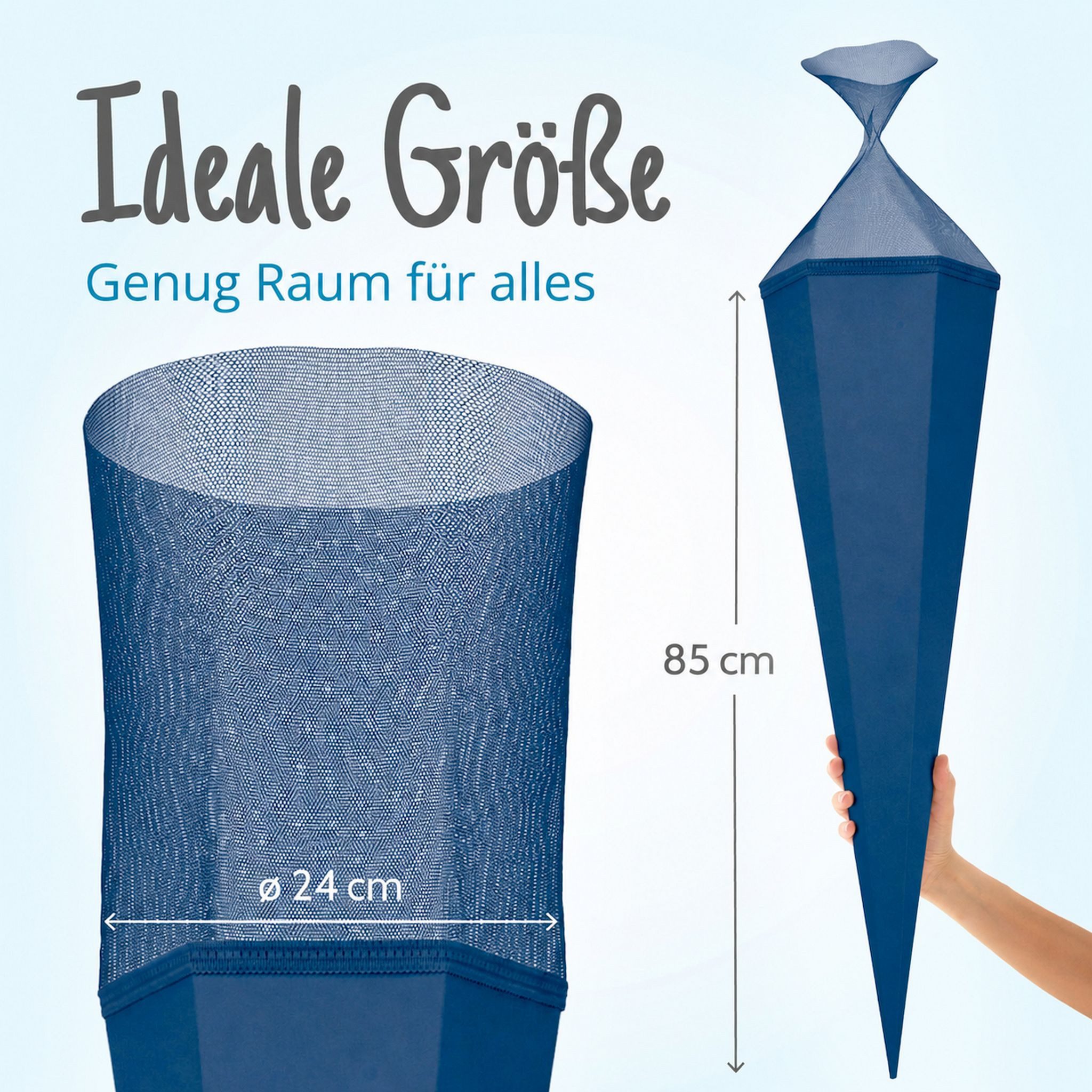 itenga Schultüte itenga Bastelschultüte mit Verschluss BLAU 6eckig 85cm – Bild 5 von 5