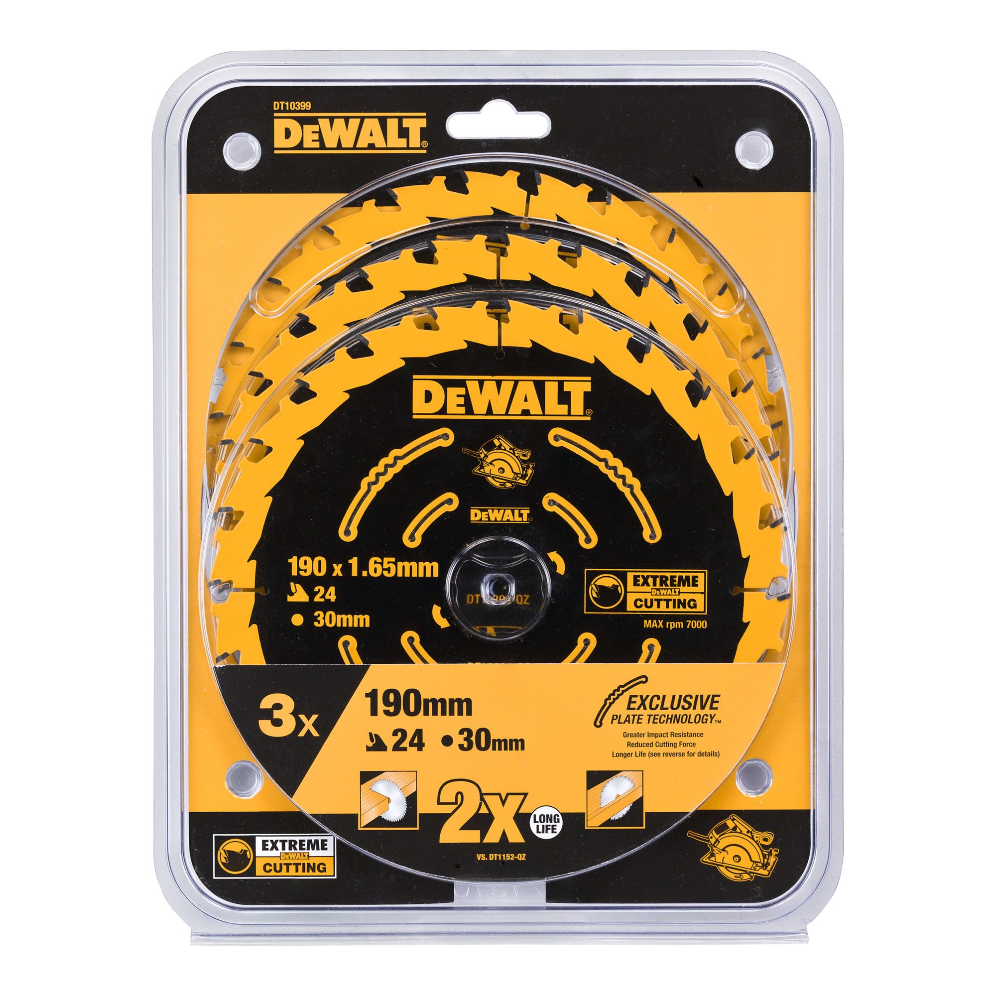 DeWalt Handsäge DEWALT Kreissägeblatt Handkreissäge 190/30mm 24WZ 3 Stk