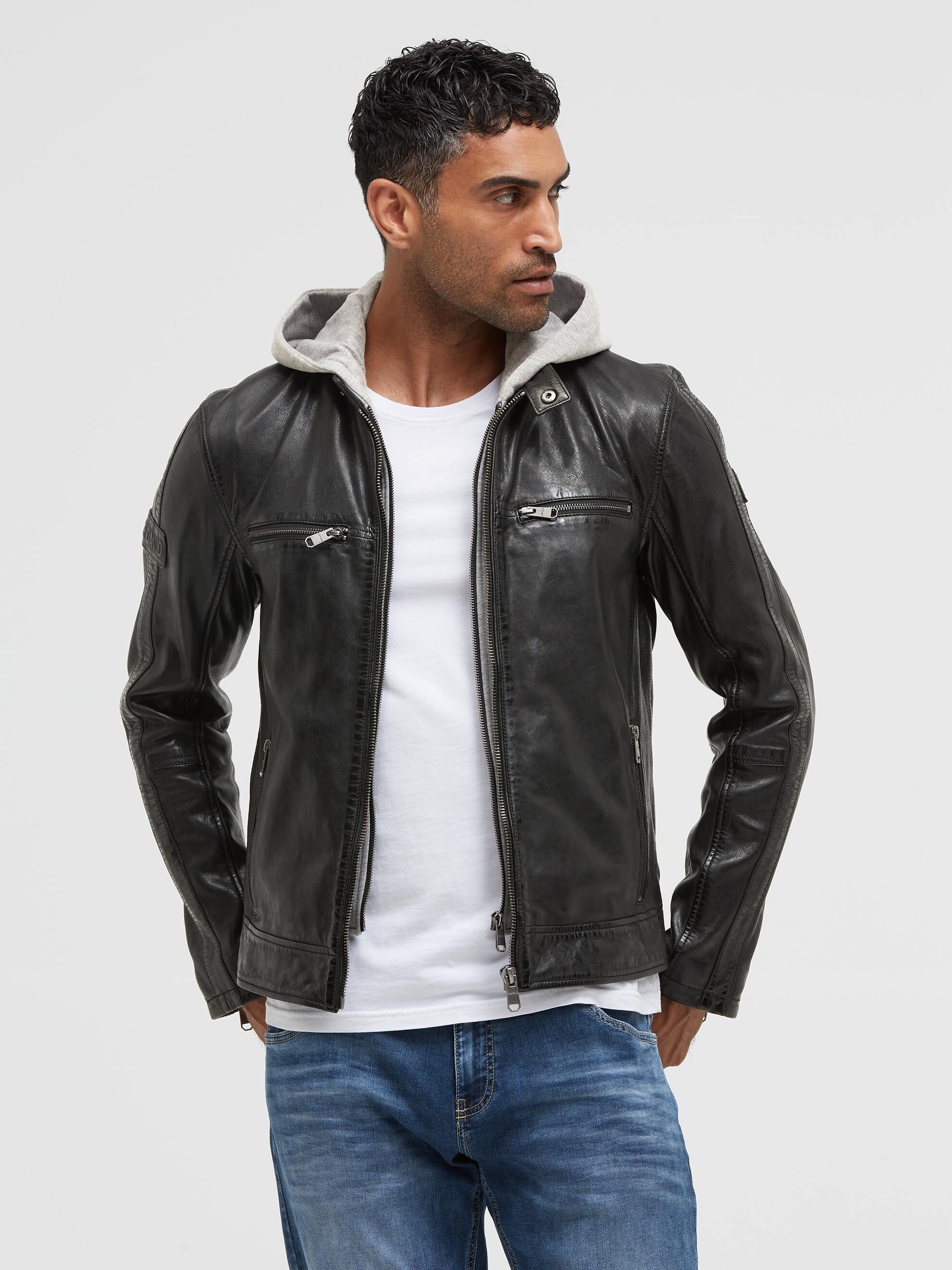 CAMP DAVID Lederjacke mit weichem Lammleder