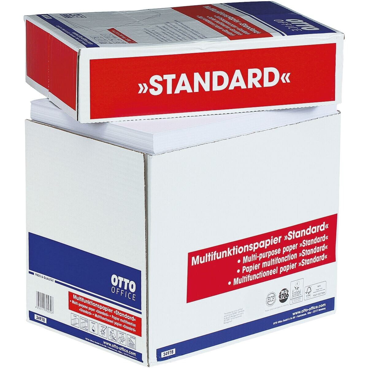 Otto Office Druckerpapier Standard, Format DIN A4, 80 g/m², 161 CIE, 2500 Blatt
