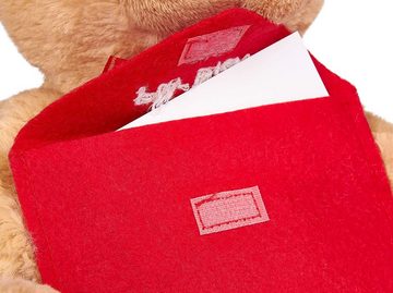 BRUBAKER Kuscheltier Teddy Plüschbär mit Umschlag Rot "For You" 25 cm Teddybär Plüschteddy (1-St., Geschenk-Set), Schmusetier mit Stoff Briefumschlag - Hellbraun