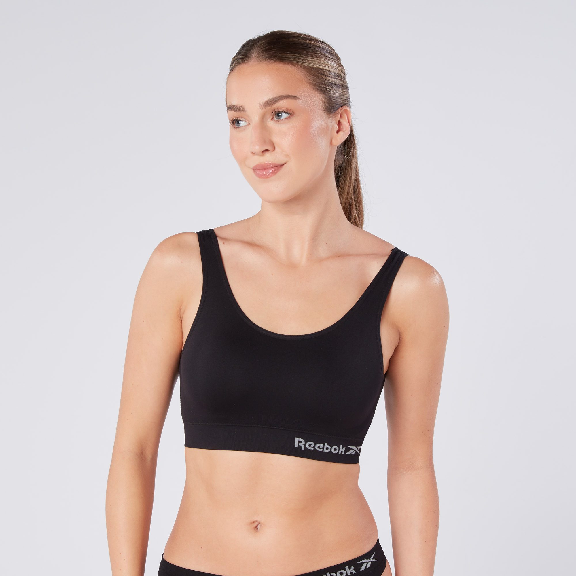 Reebok Bustier KIRA breite Träger, ohne Verschluss, bequem, basic, ohne Bügel, mit Logo