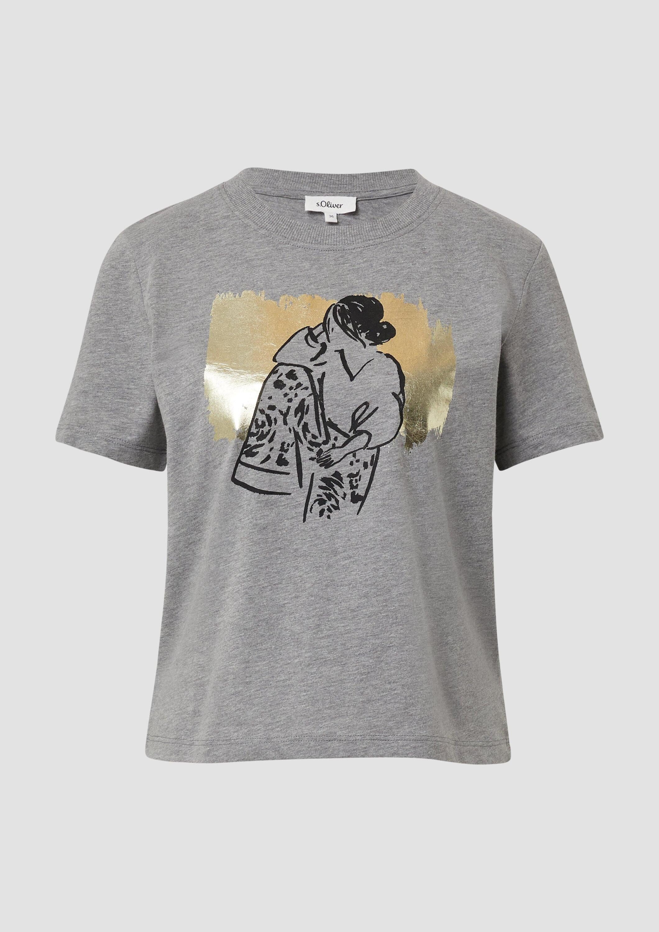 s.Oliver Kurzarmshirt T-Shirt T-Shirt mit Folien-Print