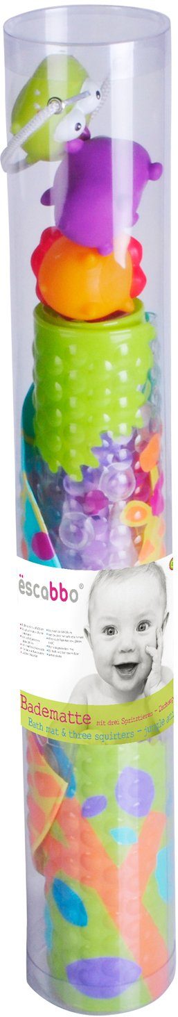 Knorrtoys® Escabbo® mit Badespielzeug drei Bademattenset, Dschungelsafari Wasserspritzfiguren (4-tlg),