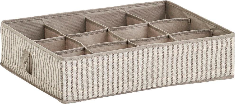 Thumbnail - Zeller Present Aufbewahrungsbox Stripes, 12 Fächer, faltbar, Vlies, beige