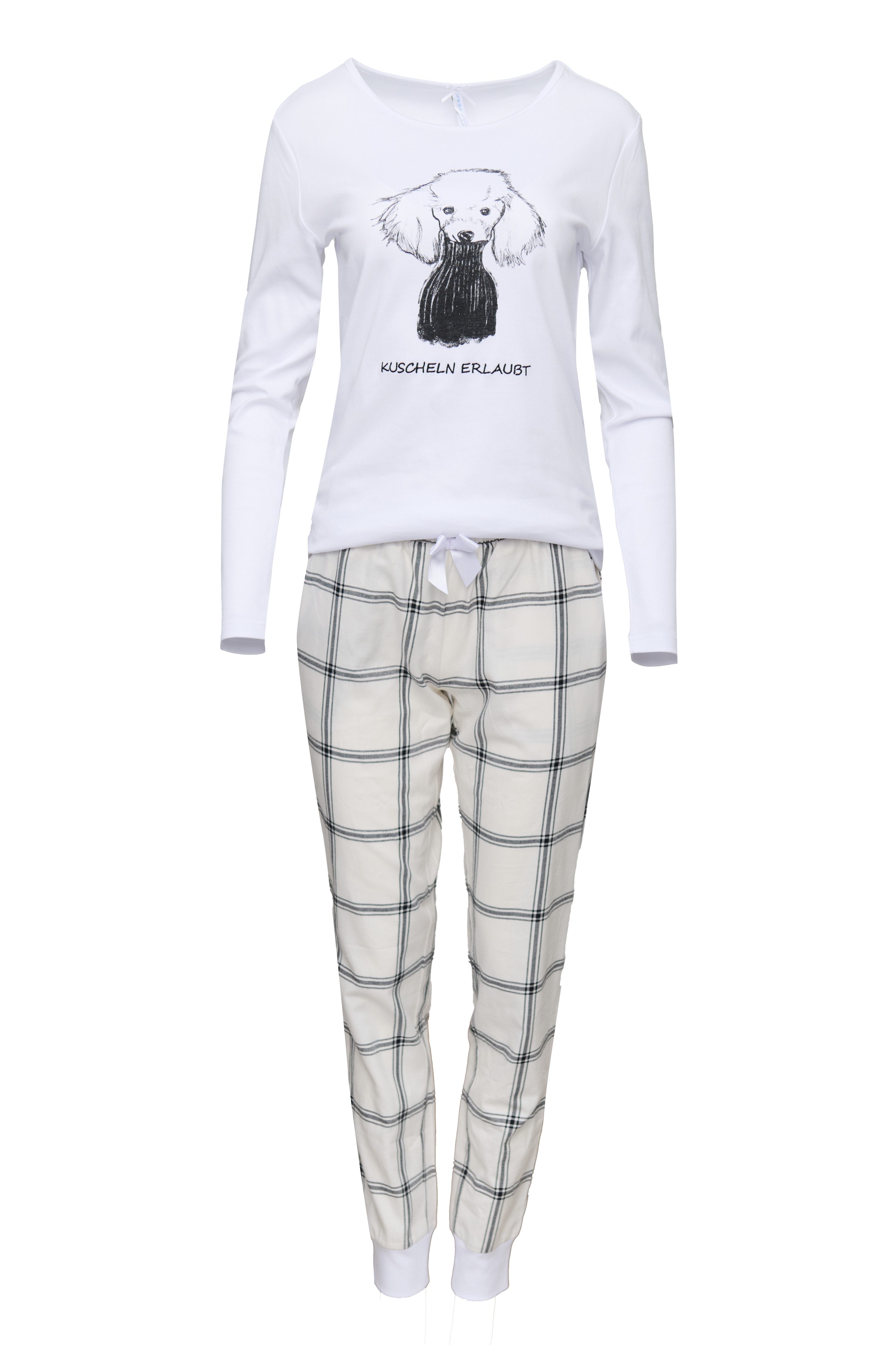 Louis & Louisa Pyjama Louis und Louisa Damen Pyjama Bündchen mit "Pudel-Dru günstig online kaufen