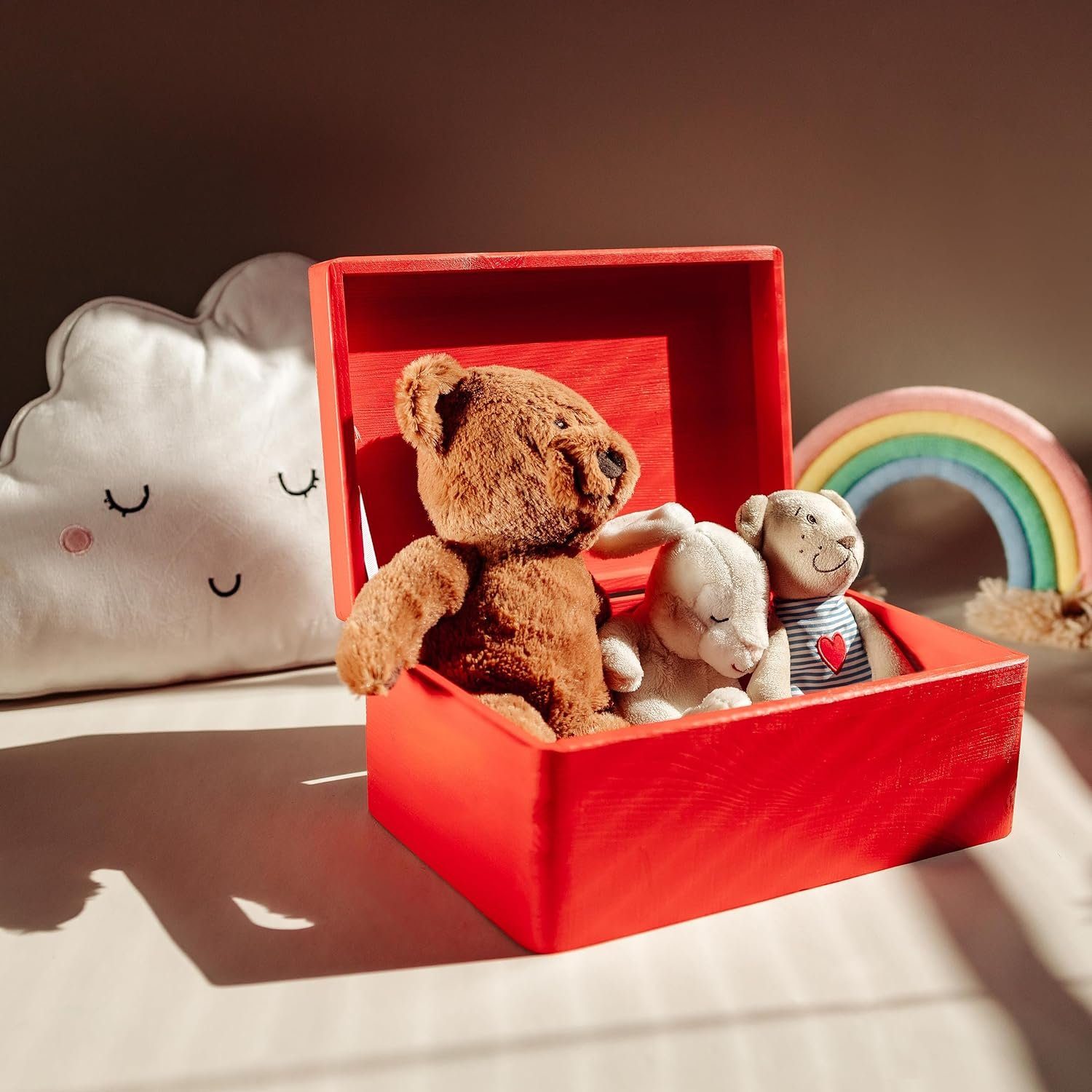 Creative Deco Holzkiste mit Deckel Groß Erinnerungsbox Baby Holzbox 30 x 20 x 14 cm, mit Scharnieren