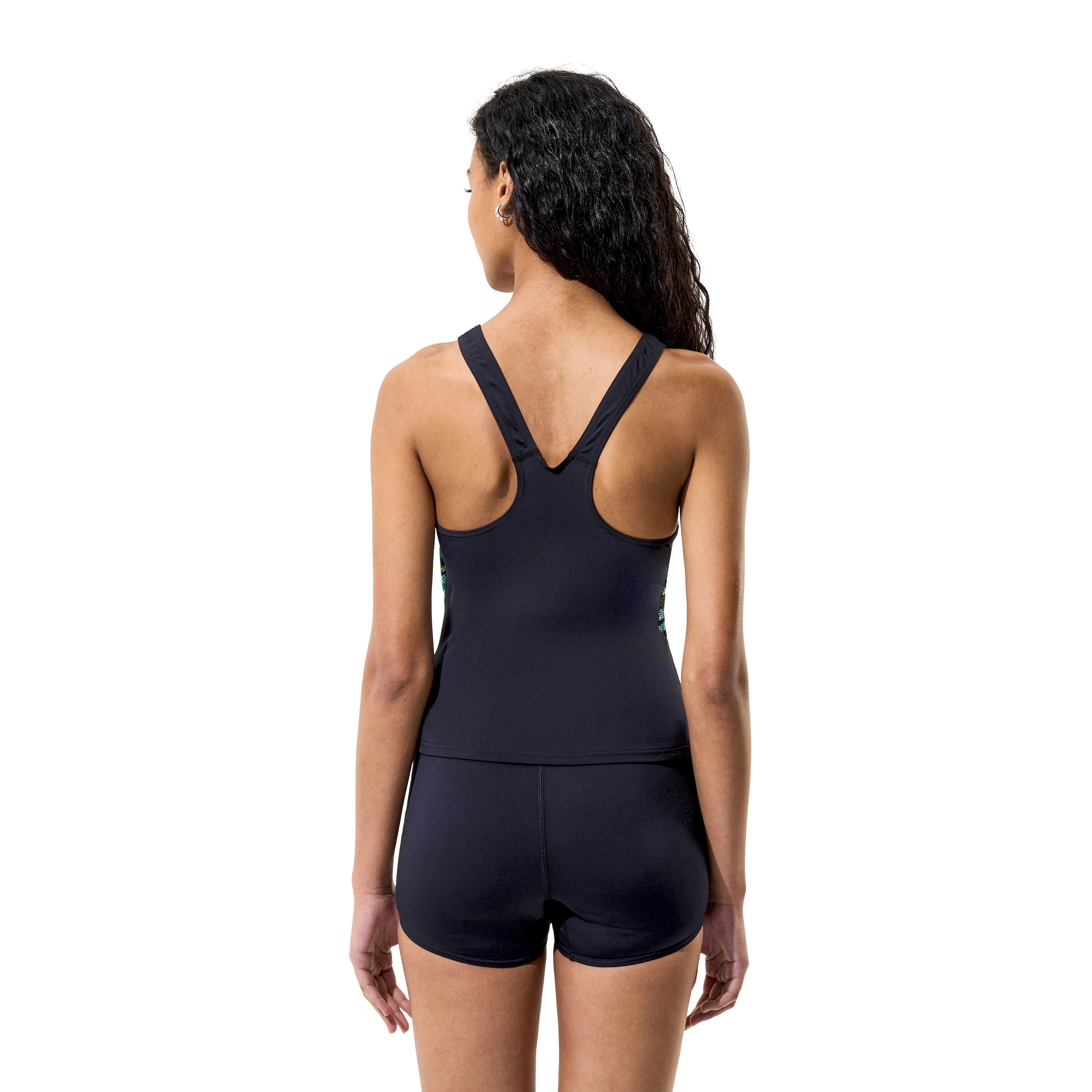 Speedo Tankini HYPERBOOM SPLICE TANKINI SET BLK/GRN mit Vier-Wege-Stretch, chlorbeständig