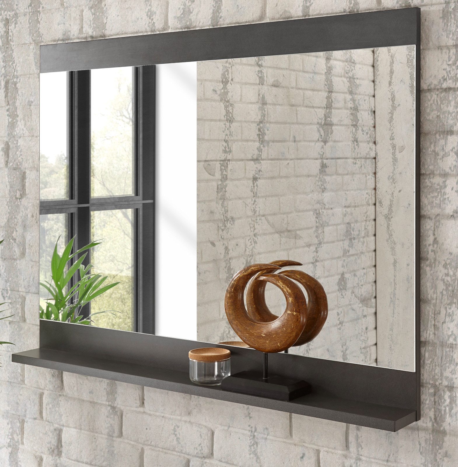 Furn.Design Garderobenspiegel Ward (Wandspiegel in grau Matera), mit Ablage