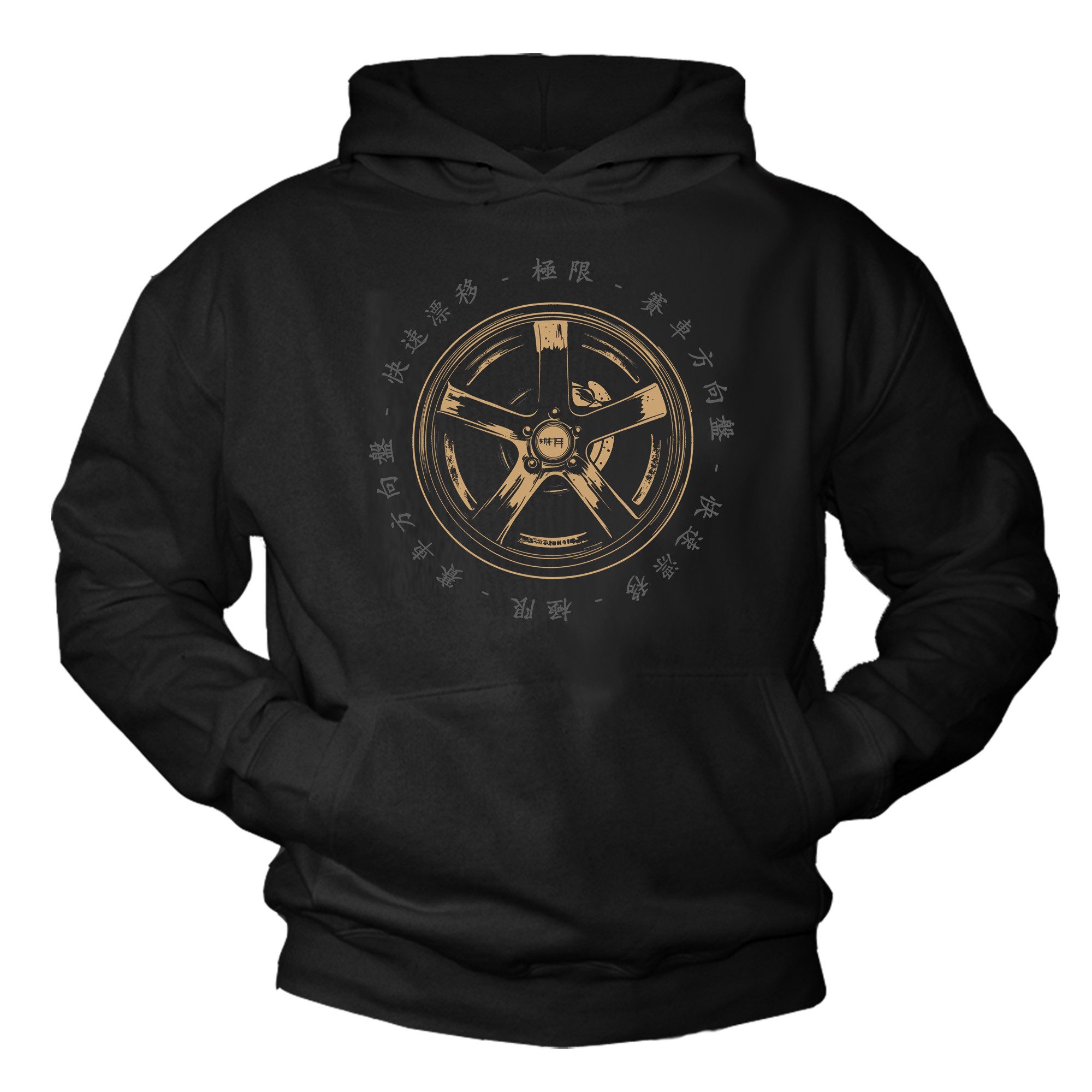 MAKAYA Kapuzenpullover Herren Hoodie mit Felgen Print – Motorsport & Drift Herren (Schwarz, S, M, L, XL, XXL, XXXL, XXXXL) Baumwolle