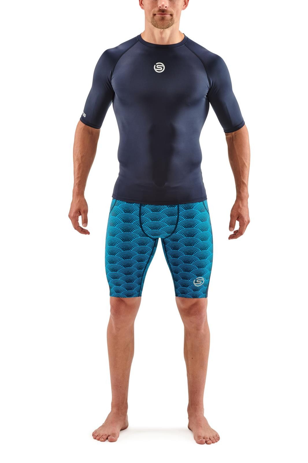 Skins T-Shirt 1-Series Short Sleeve (enganliegend) kurzarm navyblau Herren
