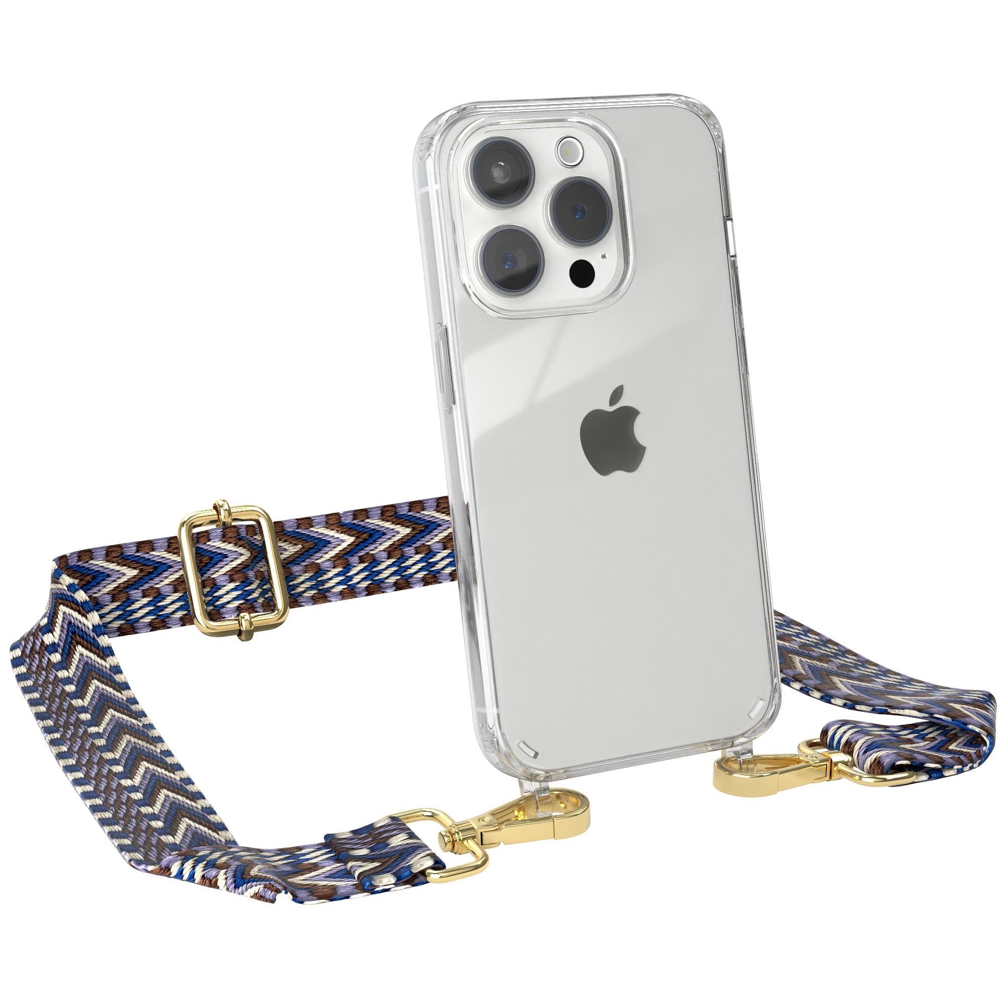 EAZY CASE Handykette Silikonhülle mit Kette für Apple iPhone 15 Pro 6,1 Zoll, Phone Chain nutzbar als Bauchtasche Body Case Riemchen mit Hülle Weiß