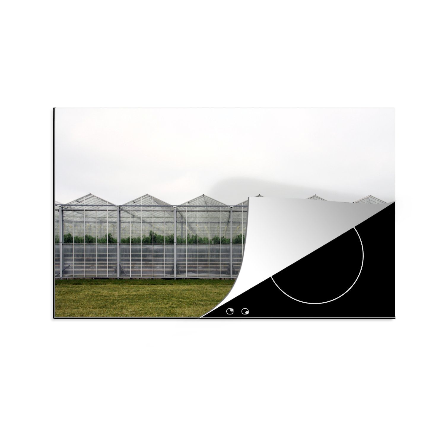 MuchoWow Herdblende-/Abdeckplatte Ein großes Gewächshaus für den Gemüseanbau, Vinyl, (1 tlg), 83x51 cm, Ceranfeldabdeckung, Arbeitsplatte für küche