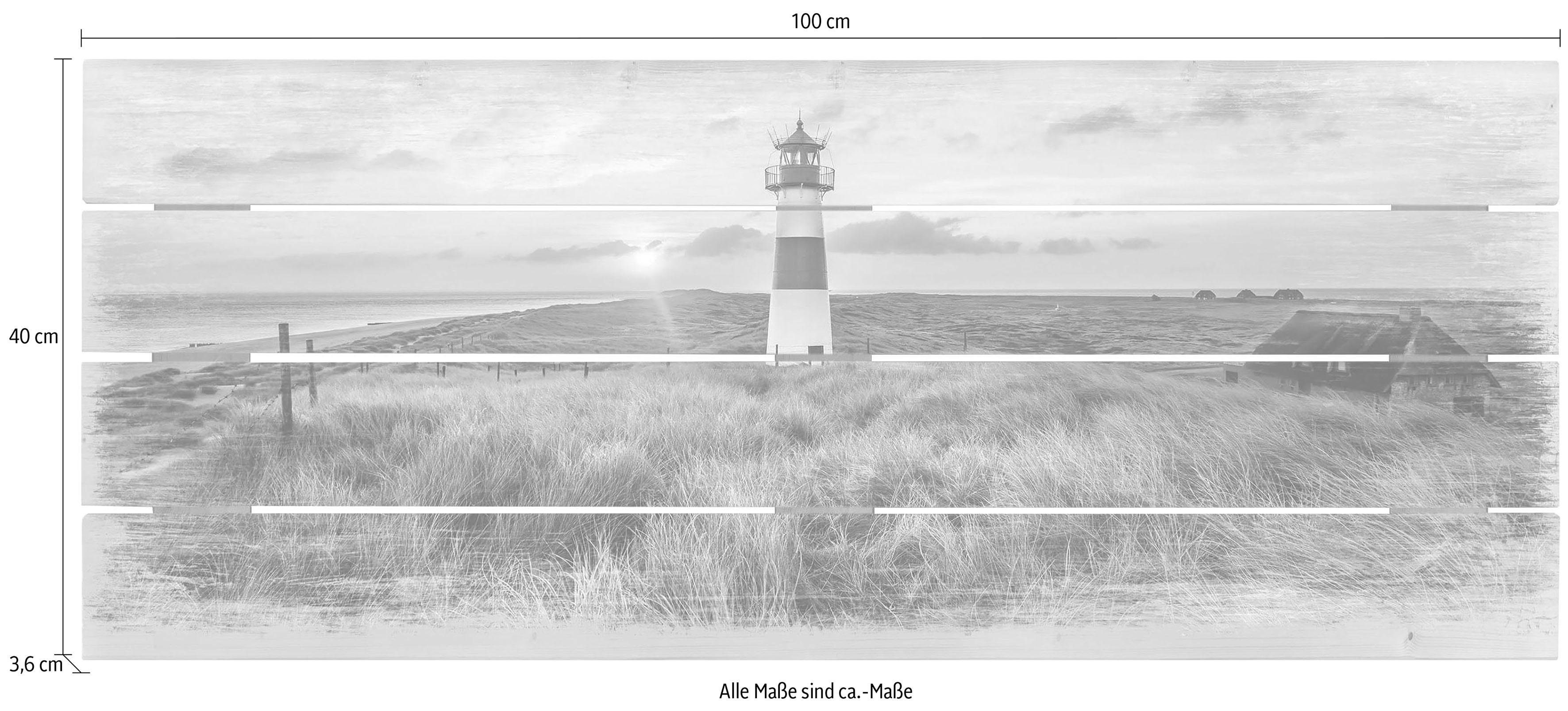 Wall-Art Holzbild Leuchtturm Sylt auf