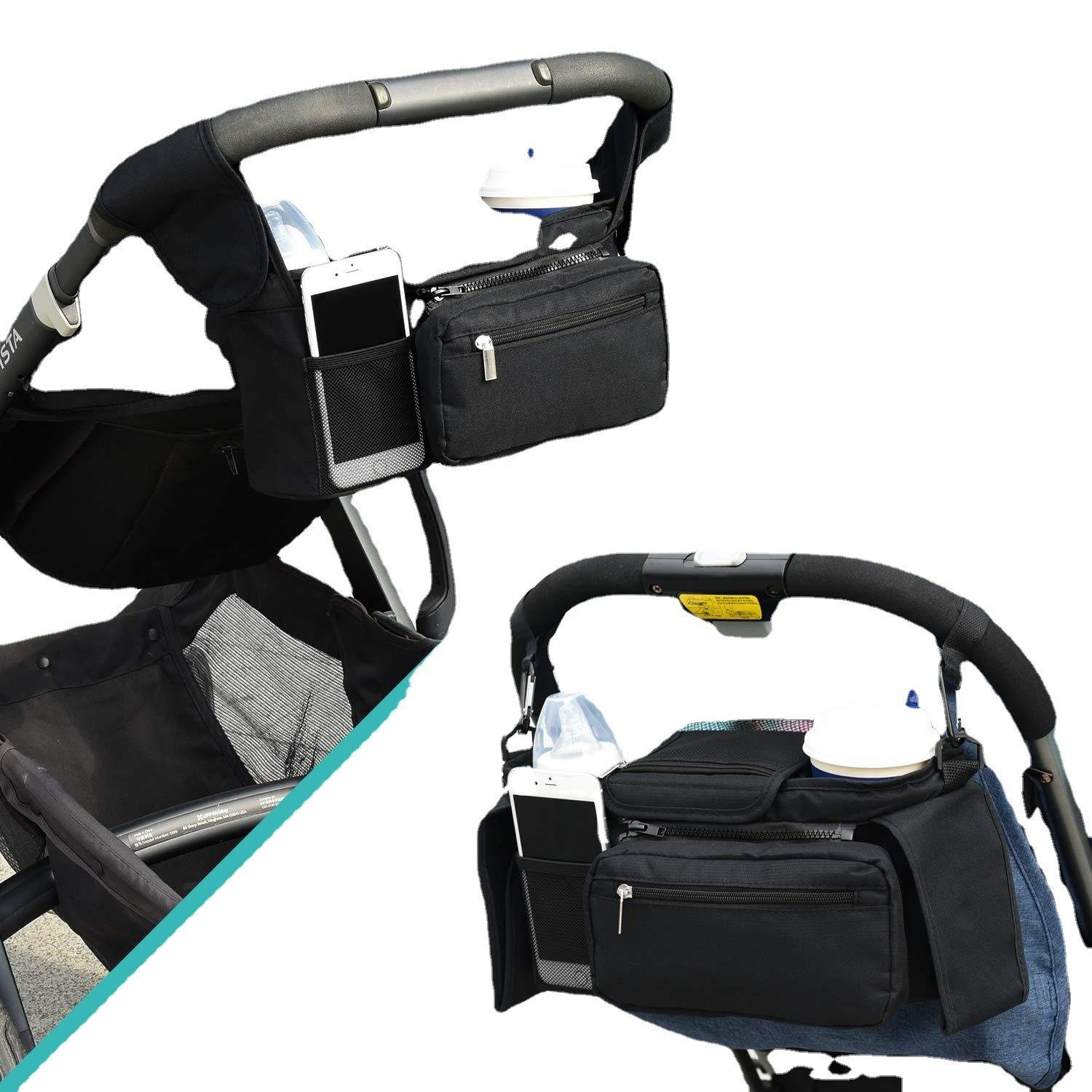 Jormftte Kinderwagen-Tasche Organizer Universal mit Isolierten  Getränkehalter/Becherhalter