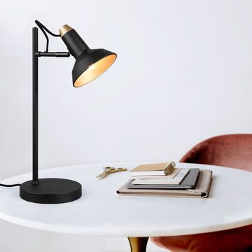 etc-shop Schreibtischlampe, Leuchtmittel nicht inklusive, Tischlampe Nachttischleuchte Metall schwarz Spot beweglich H 43 cm