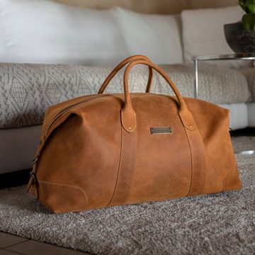 DRAKENSBERG Reisetasche Weekender »David« Cognac-Braun, aus vollnarbigem Premium Leder für Herren und Damen im Vintage-Design