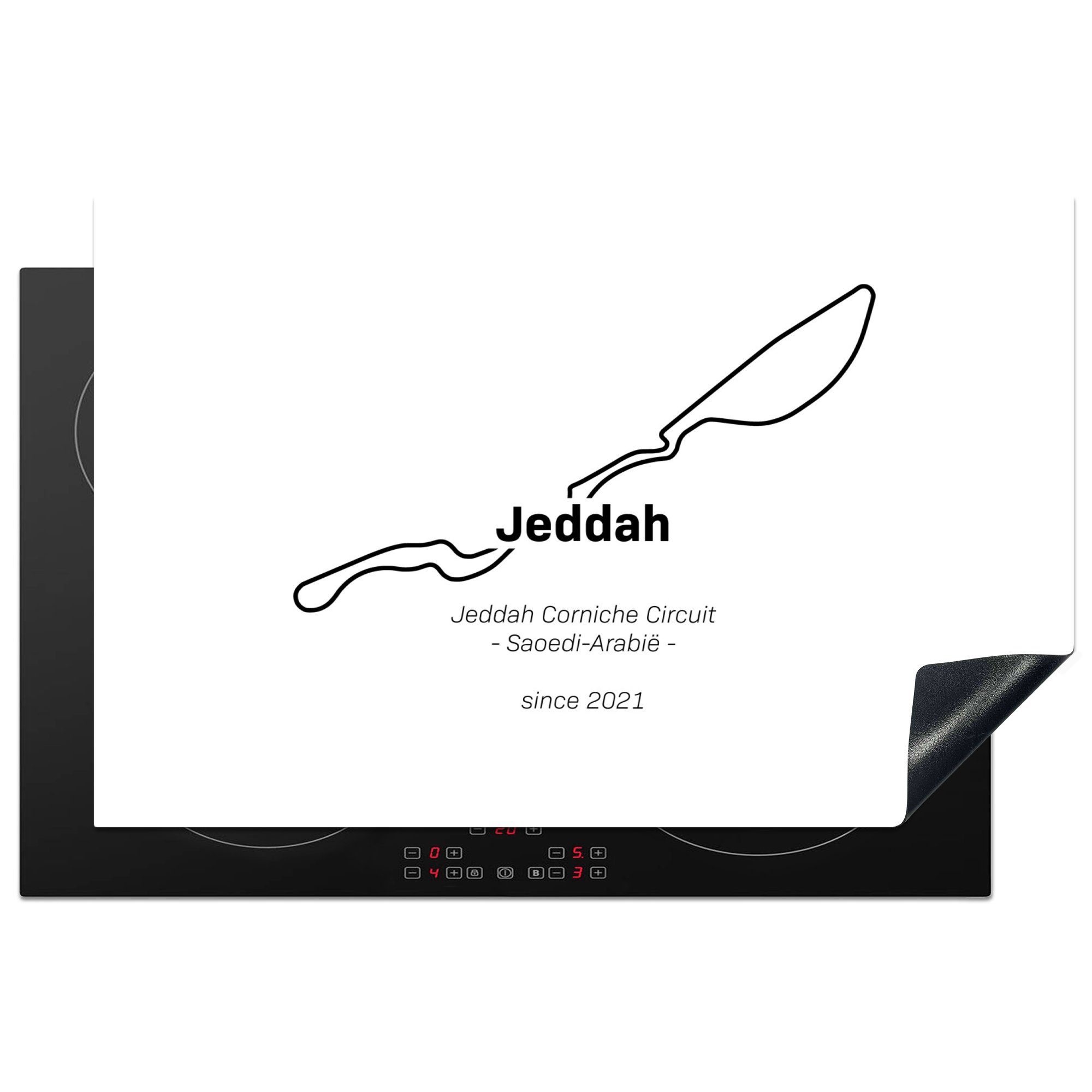 MuchoWow Herdblende-/Abdeckplatte Formel 1 - Jeddah - Rennstrecke, Vinyl, (1 tlg), 81x52 cm, Induktionskochfeld Schutz für die küche, Ceranfeldabdeckung