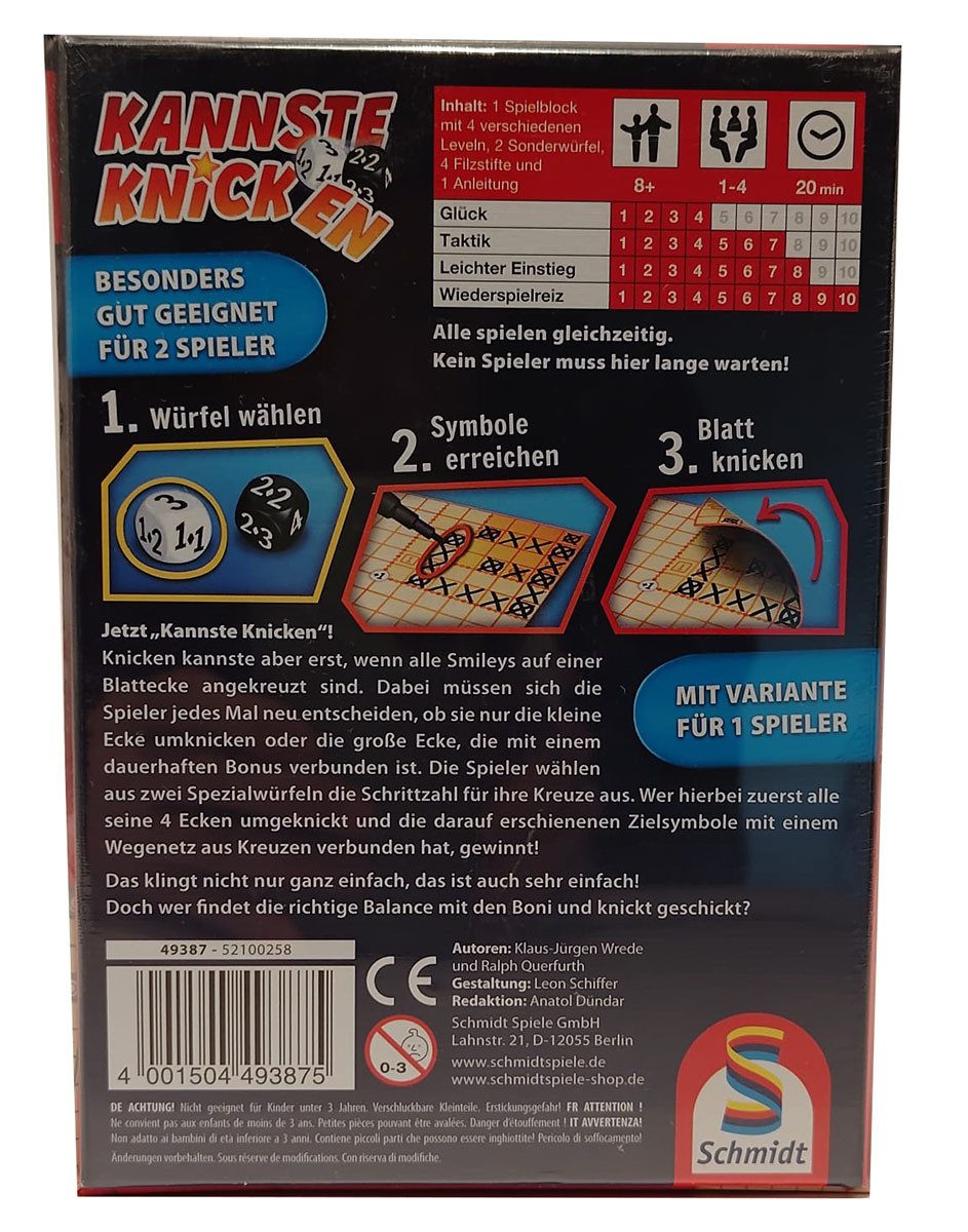 Schmidt Spiele Spiel Kannste Knicken - Würfelspiel mit 4 Leveln - bis zu 4 Spieler, Spiel, Kannste Knicken