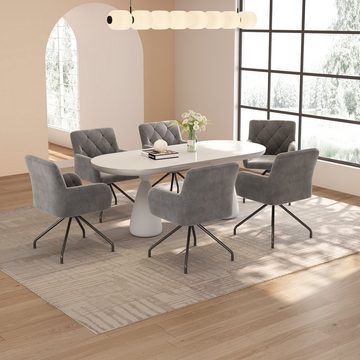 Odikalo Esszimmerstuhl 2er Set Gepolstert Sessel Wohnzimmer 4 Metallbeinen Samt grau/gelb