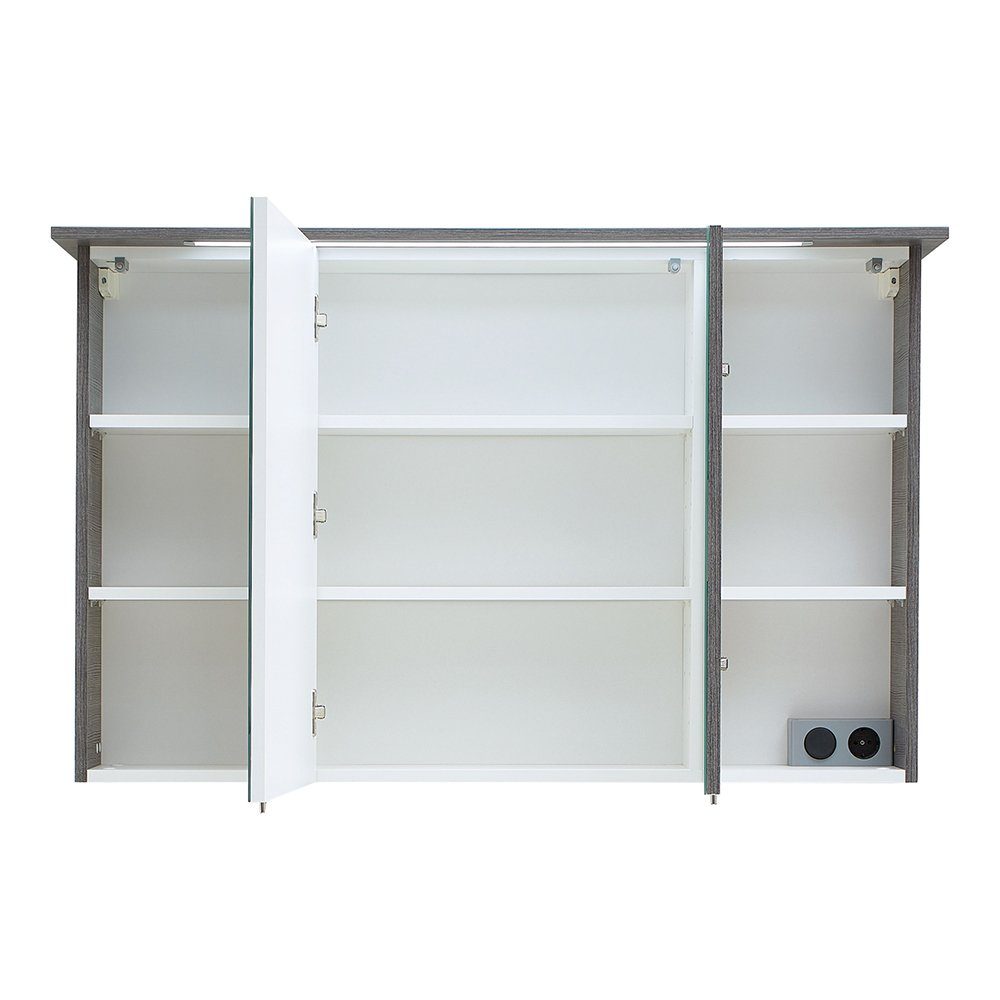 Lomadox Spiegelschrank ALINA-66 Badezimmer in Graphit Struktur quer Nachb. - B/H/T: 115/72/20cm