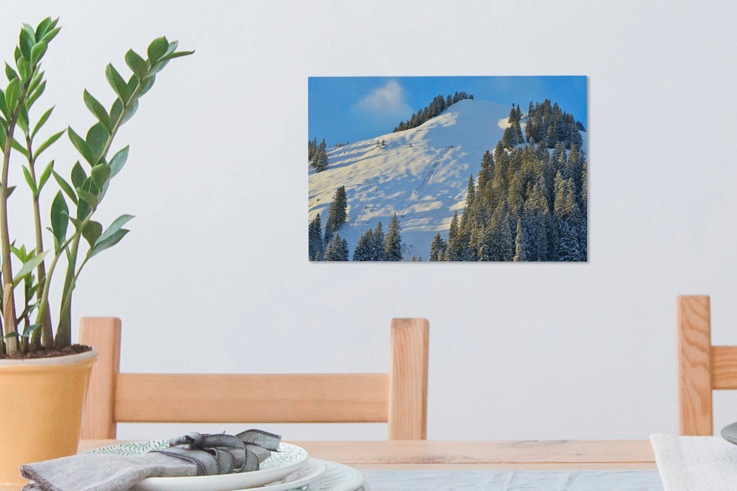 Lawine Leinwandbild (1 Wandbild Kleine Berg, 30x20 Leinwandbilder, von schneebedecktem Wanddeko, St), Aufhängefertig, OneMillionCanvasses® cm