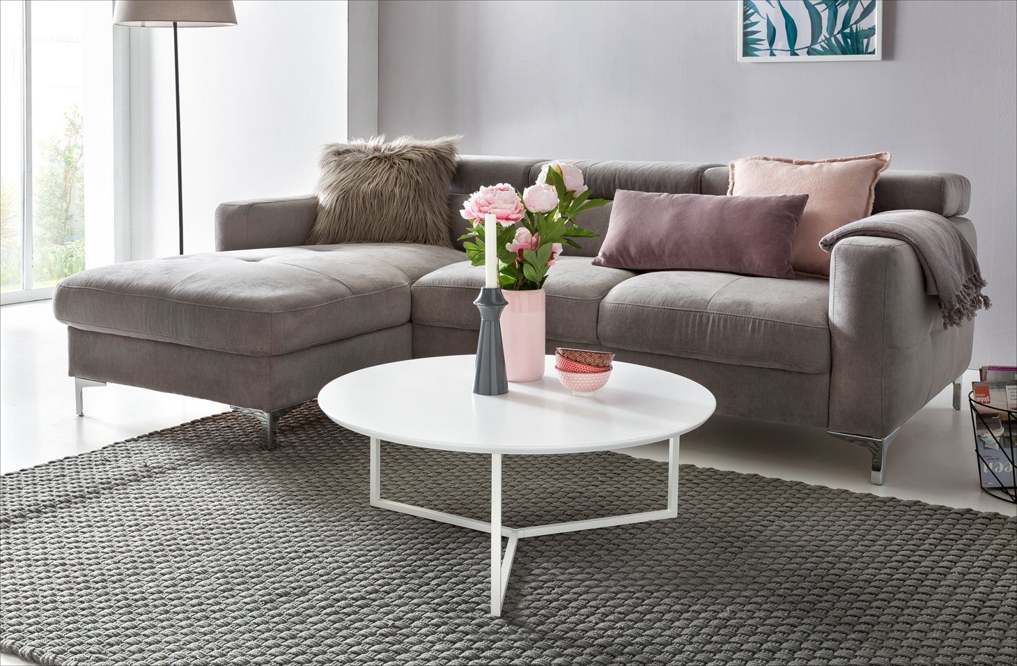 Wohnling Couchtisch WL5.240 MDF Holz weiß matt Wohnzimmertisch Loungetisch Kaffeetisch (MDF Holz Weiß Matt Gestell Metall ø 80 cm Rund), Großer Wohnzimmertisch, Sofatisch Kaffeetisch