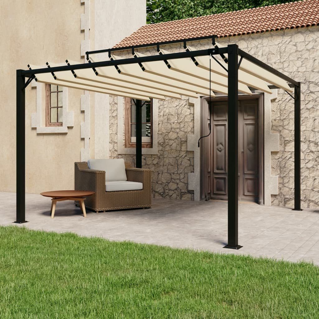 vidaXL Partyzelt »Pavillon mit Lamellendach 3x3 m Creme Stoff und