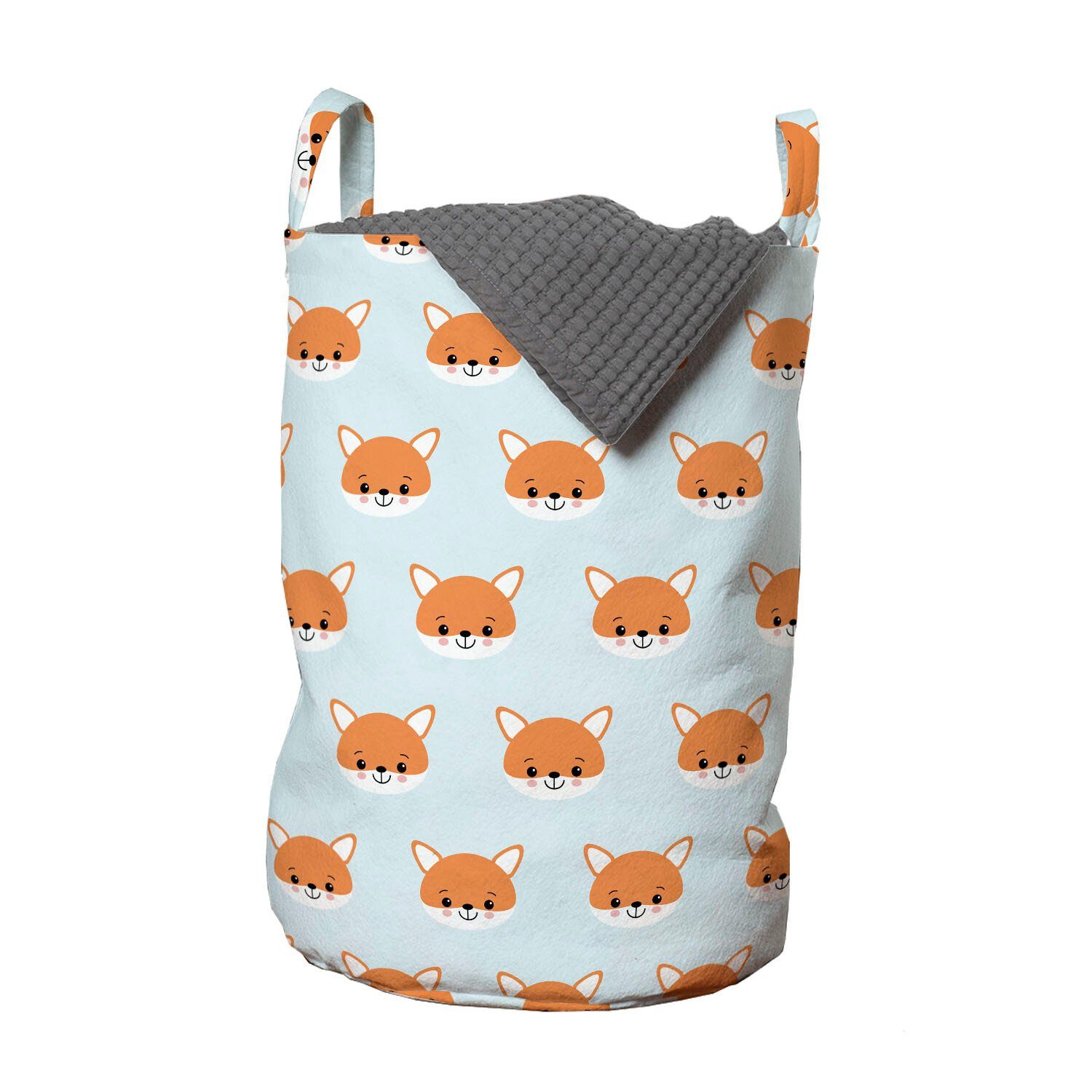 Abakuhaus Wäschesäckchen Wäschekorb mit Griffen Waschsalons, Baby-Tierkopf für Fuchs Kordelzugverschluss Nursery