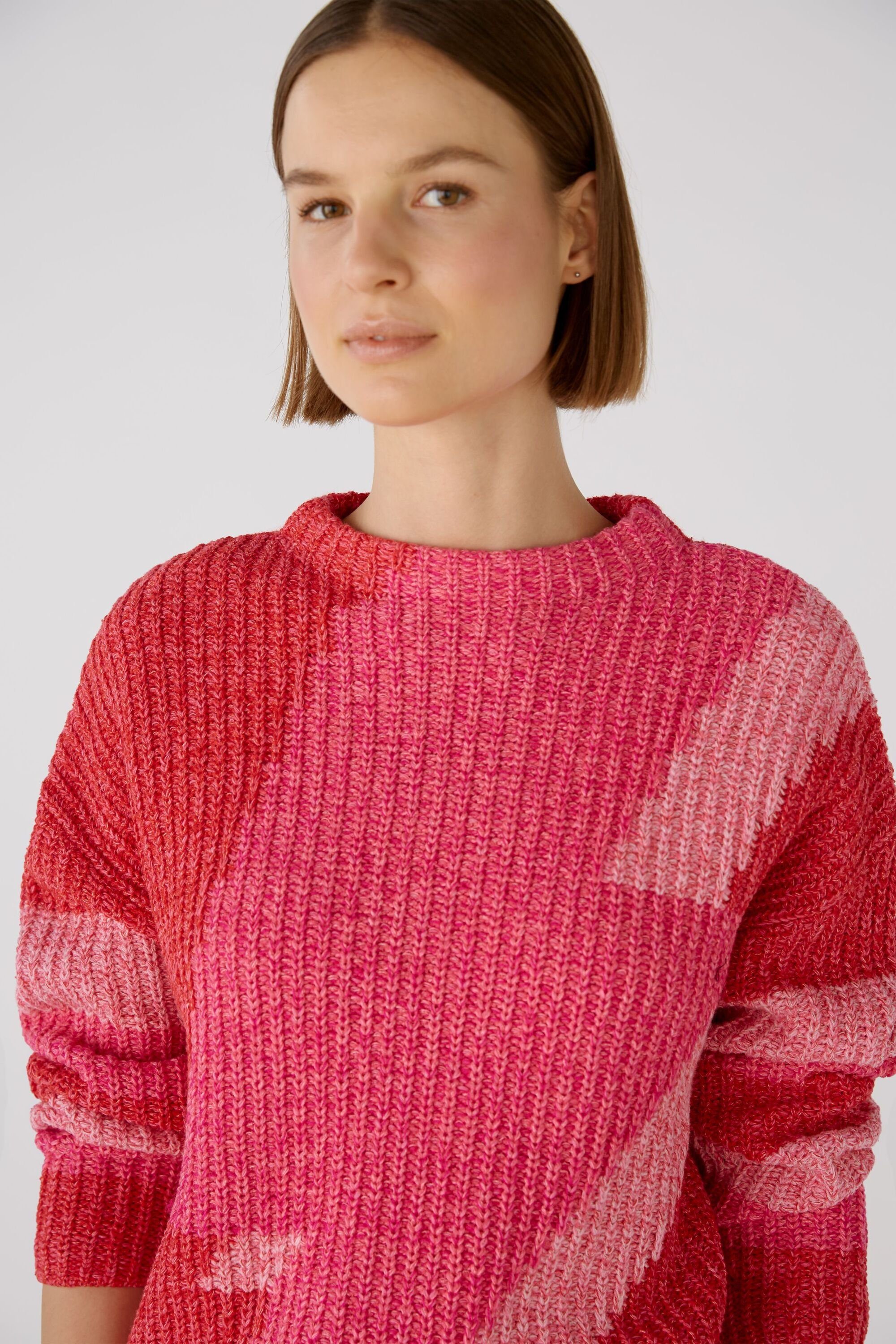 Oui Set Oui rot Strickpullover Baumwollmischung Pullover