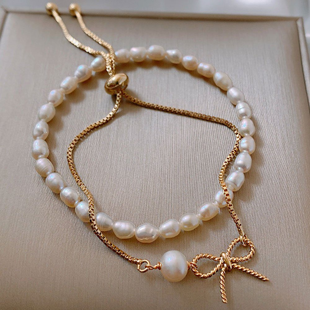 LAKKEC Schmuckset Armband Set Perlenarmband Schmetterling Kettenarmband (2-tlg) Damenschmuck