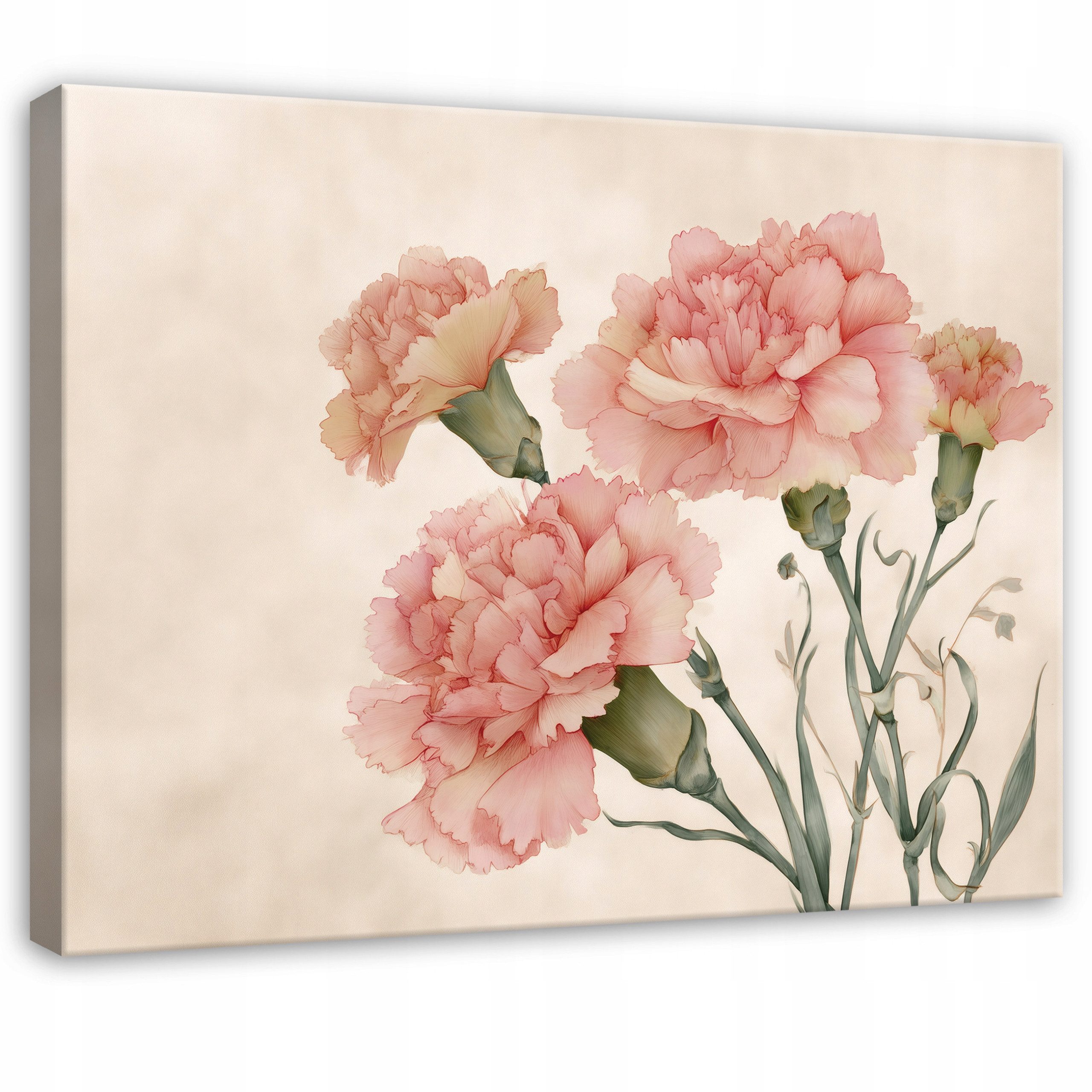Wallarena Leinwandbild Blumen Nelken - Rosa - Modern - Wohnzimmer, Blumen, 40x30x2cm