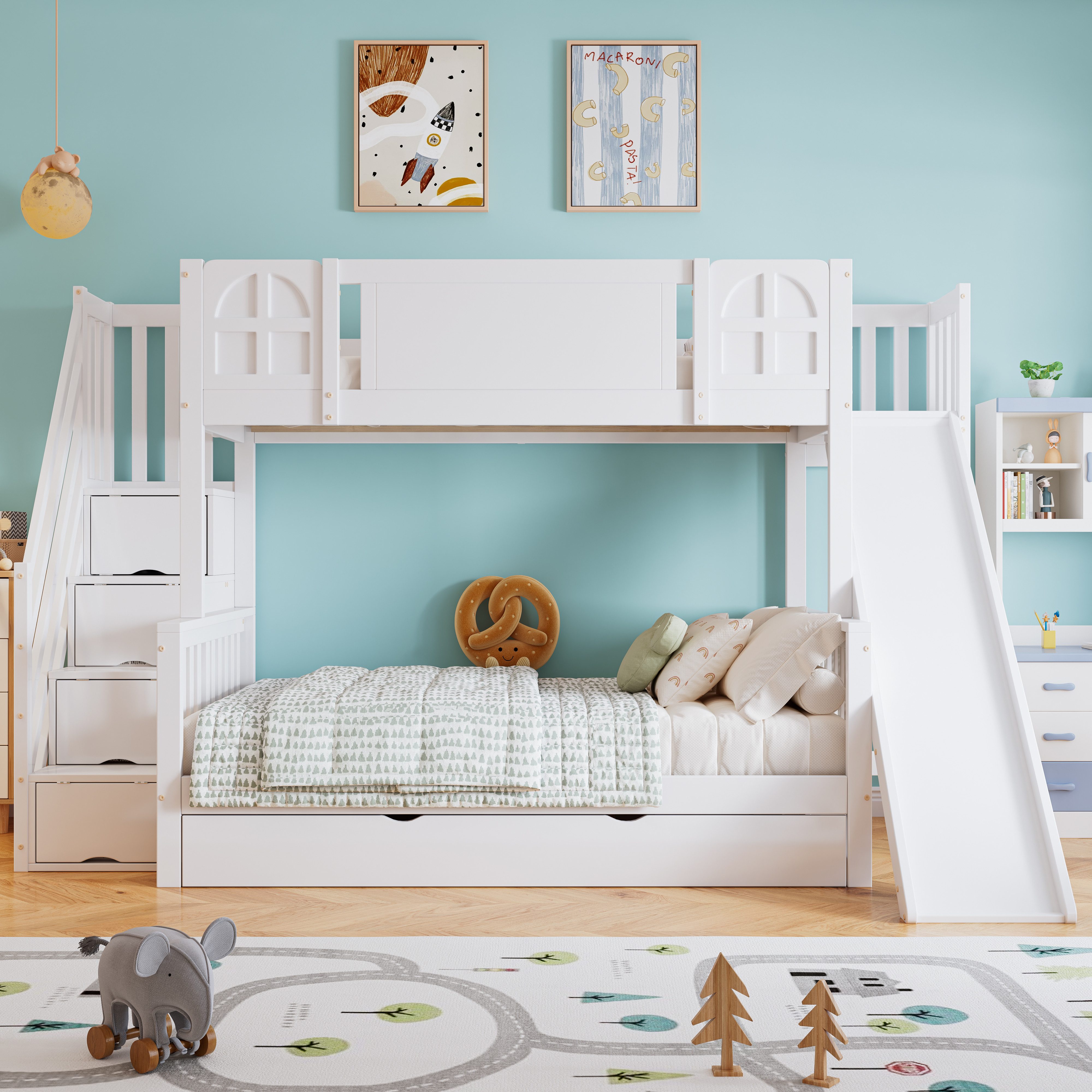 Flieks Etagenbett, Kinderbett 90/120x200cm mit Fenster günstig online kaufen