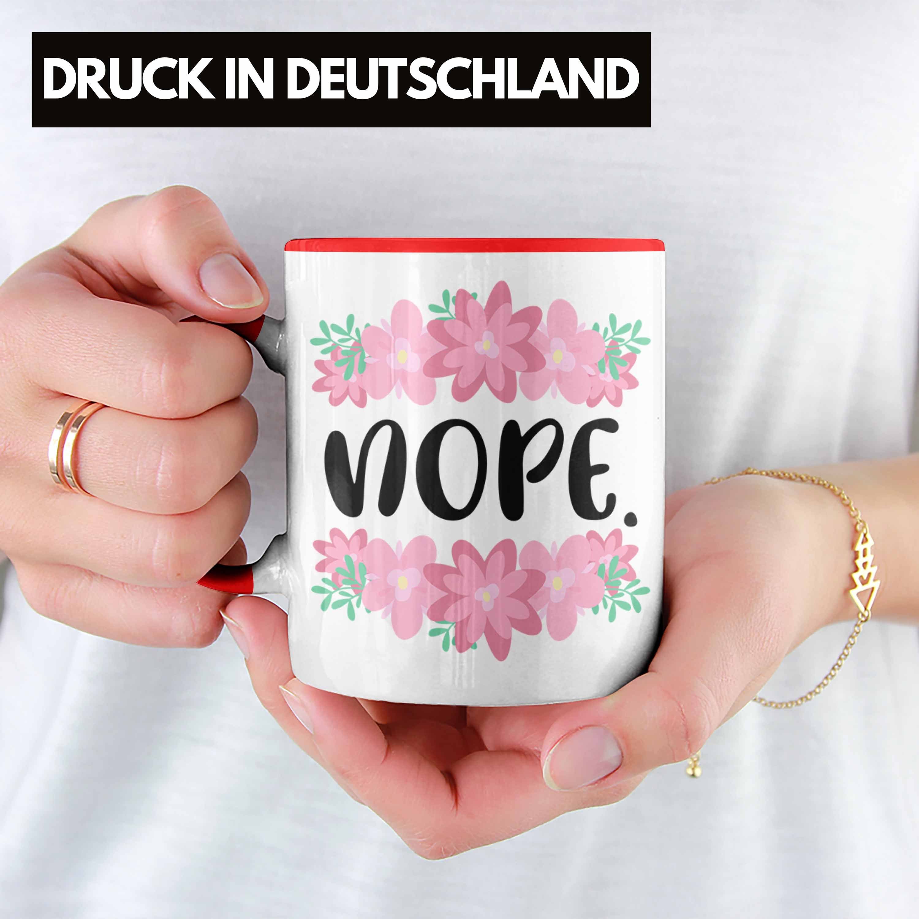 Trendation Tasse Trendation - Nope Geschenk Geschenkidee - Mutter Kollege Rot Kollegin Spruch Freundin Tasse - Lustige Kaffeetasse Rosa