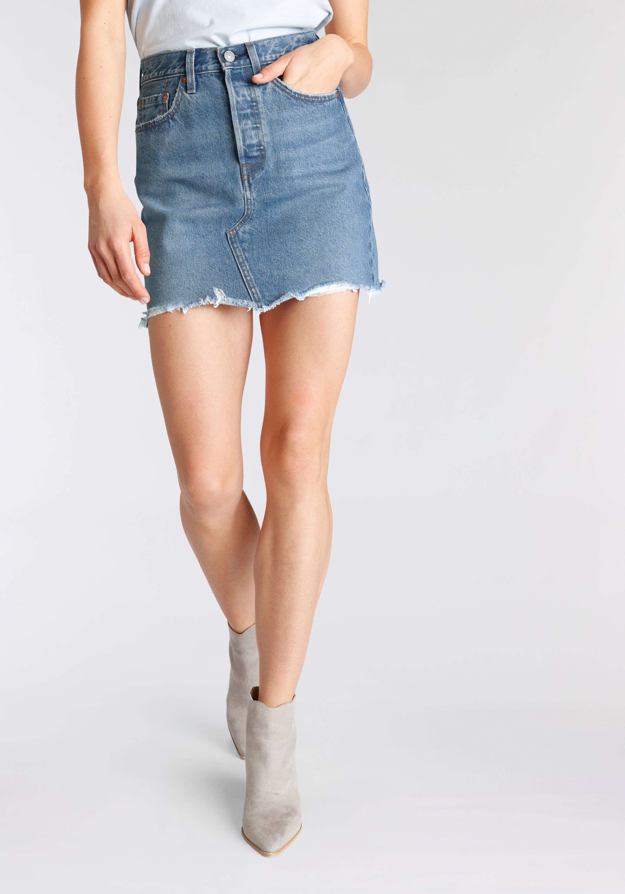 Levi's® Jeansrock »High Rise Iconic Skirt« Jeansrock mit Fransen und hoher  Taille online kaufen | OTTO